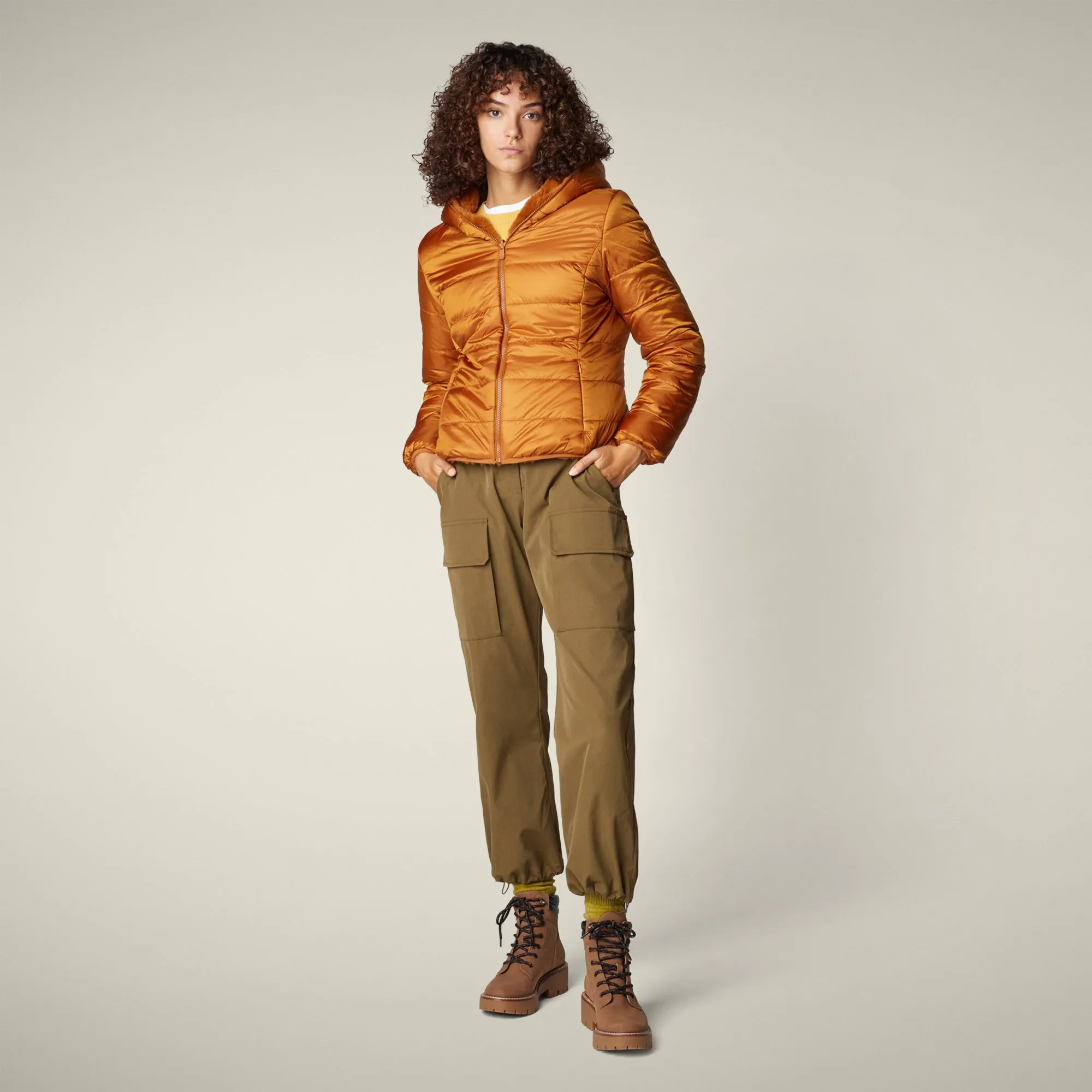 Women's Reversible Faux Fur Jacket Laila in Caramel Brown sold by Save The Duck product image thumbnail 4