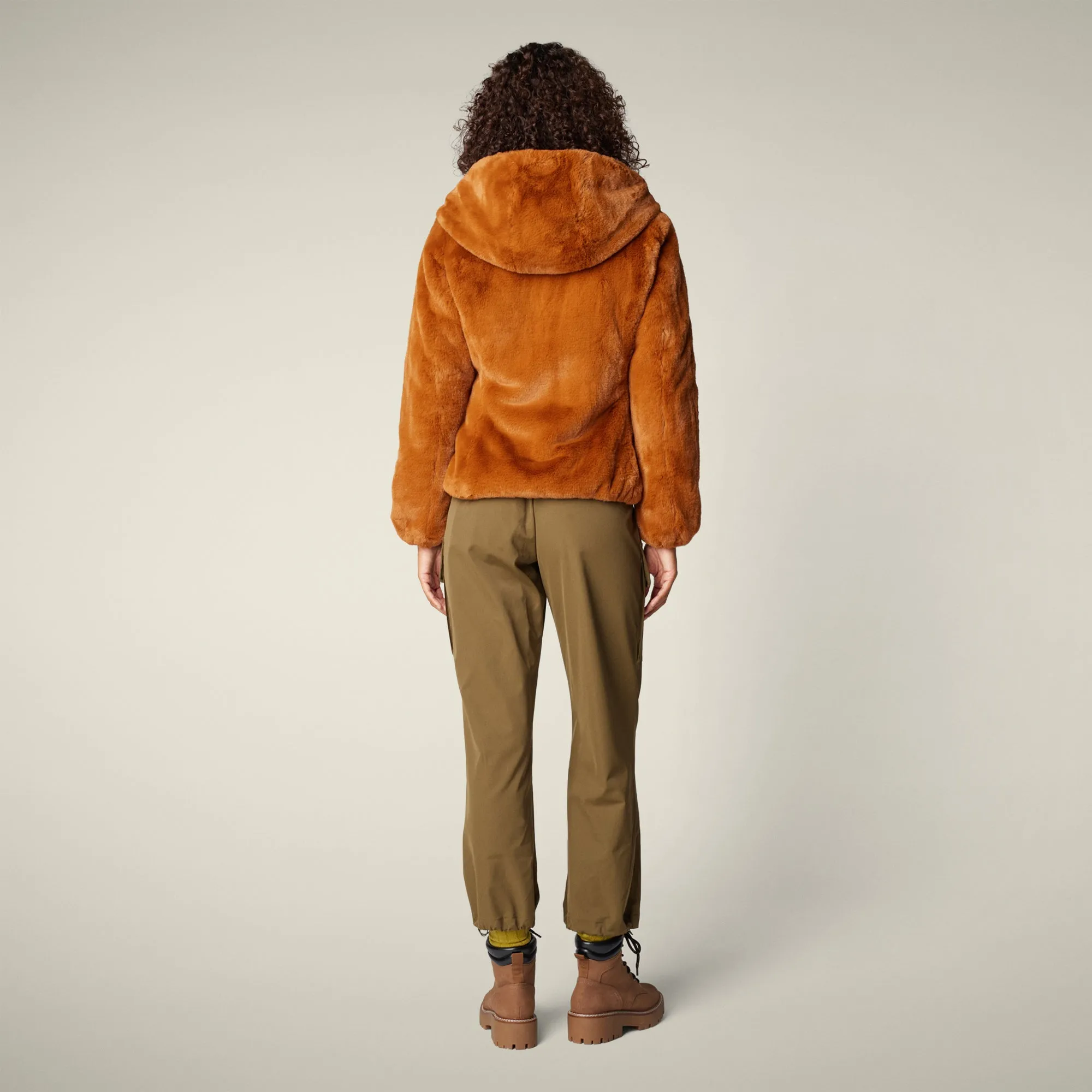 Women's Reversible Faux Fur Jacket Laila in Caramel Brown sold by Save The Duck product image thumbnail 5