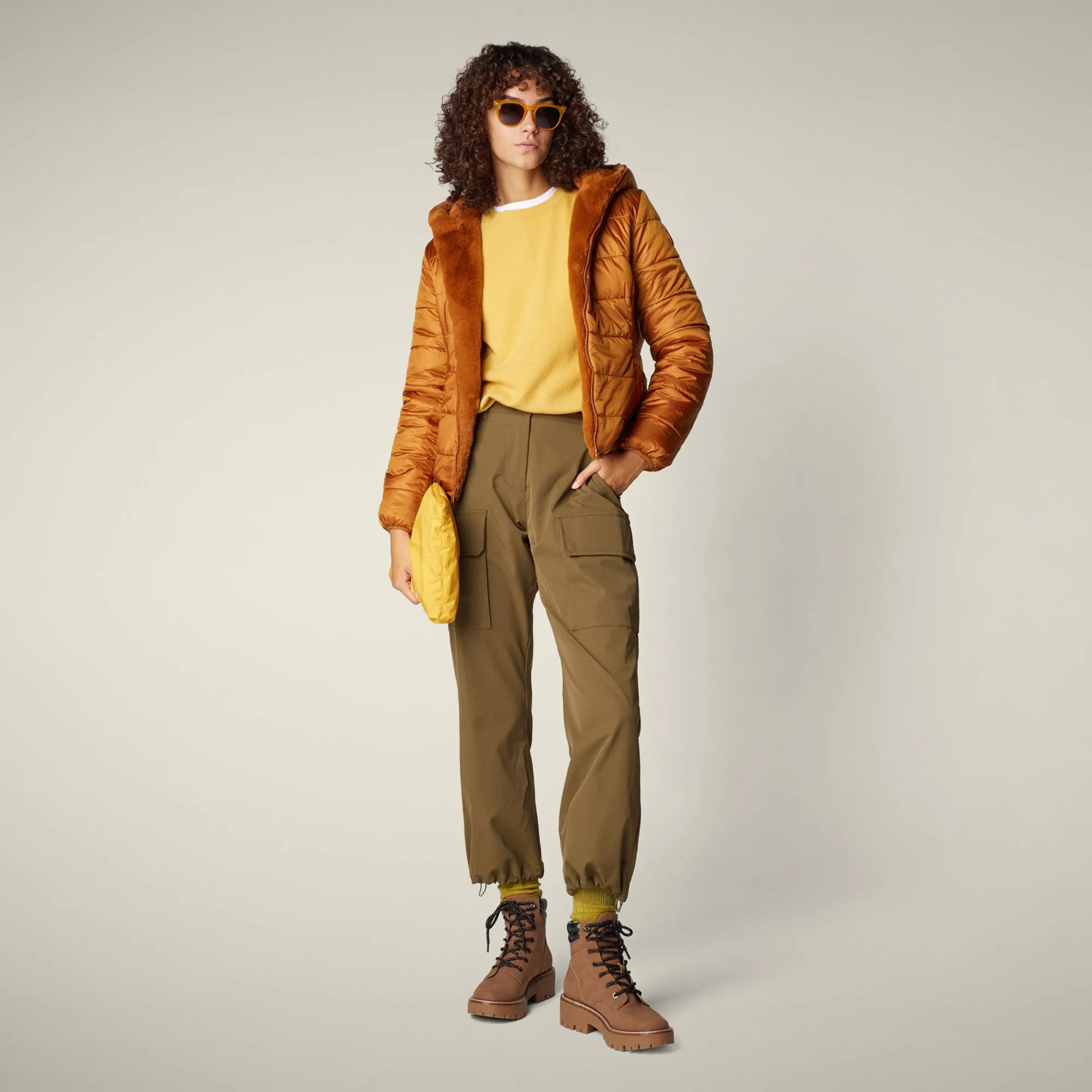 Women's Reversible Faux Fur Jacket Laila in Caramel Brown sold by Save The Duck product image thumbnail 2