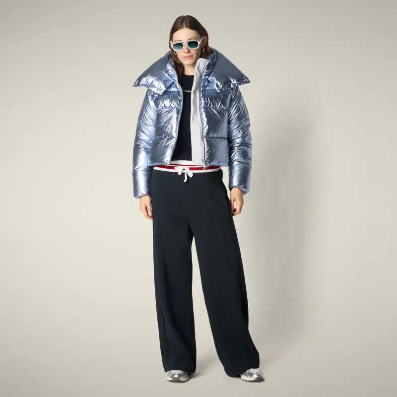 Women's Animal free puffer Jacket Giselle in ice blue sold by Save The Duck