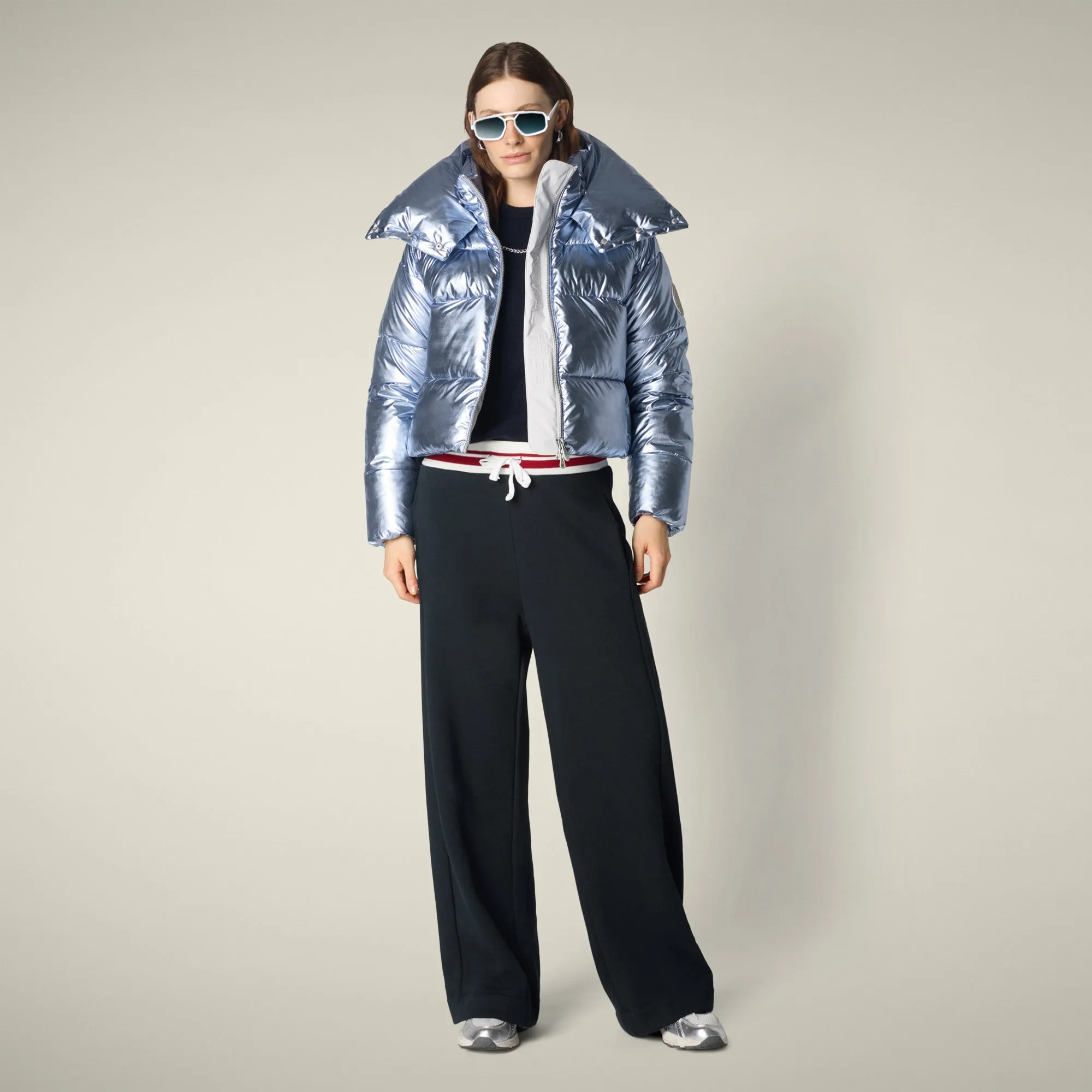 Women's Animal free puffer Jacket Giselle in ice blue sold by Save The Duck