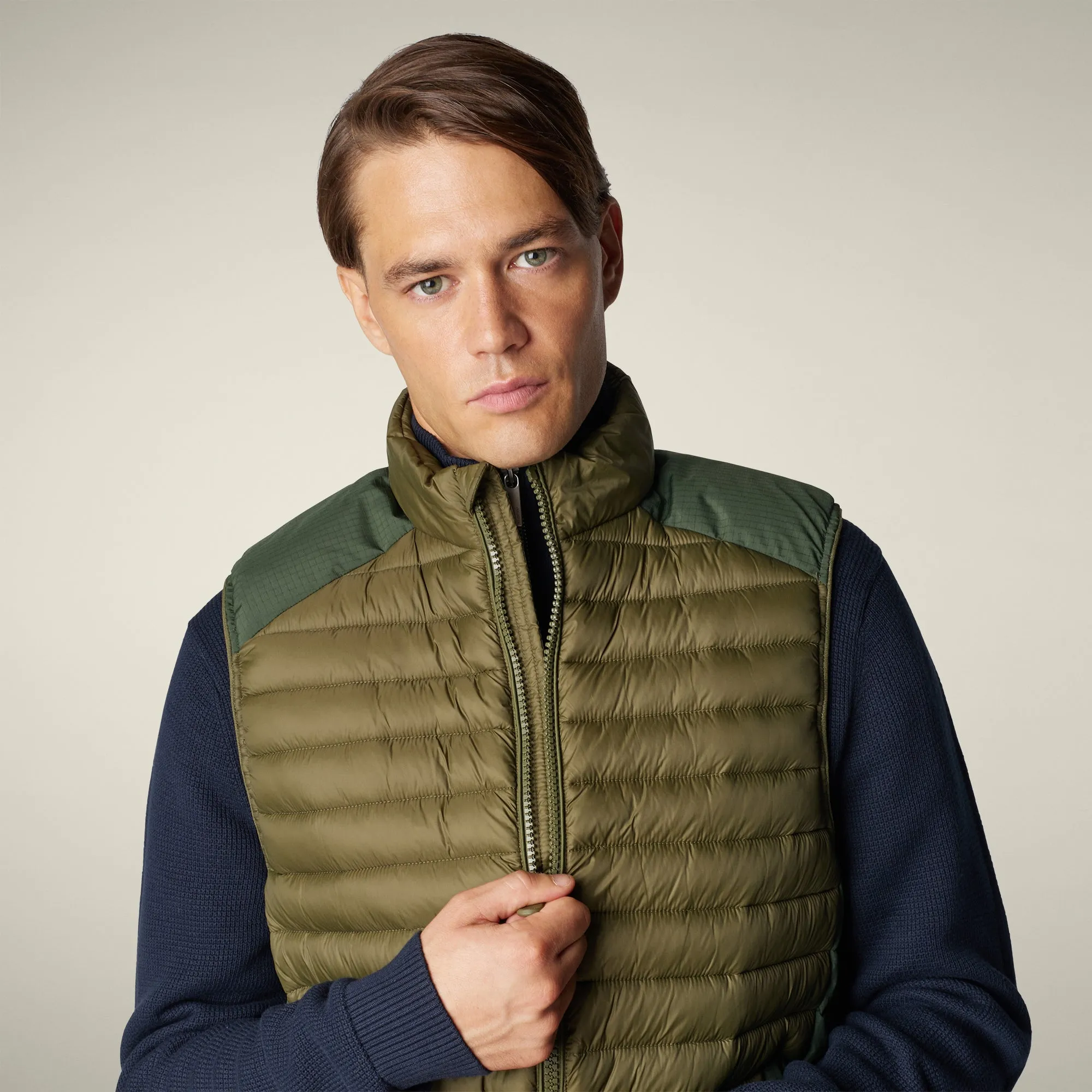 Men's Puffer Vest Mohan in Dusty Olive sold by Save The Duck product image thumbnail 4