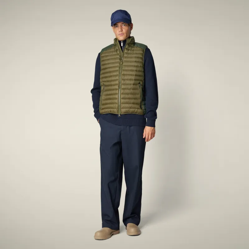 Men's Puffer Vest Mohan in Dusty Olive sold by Save The Duck