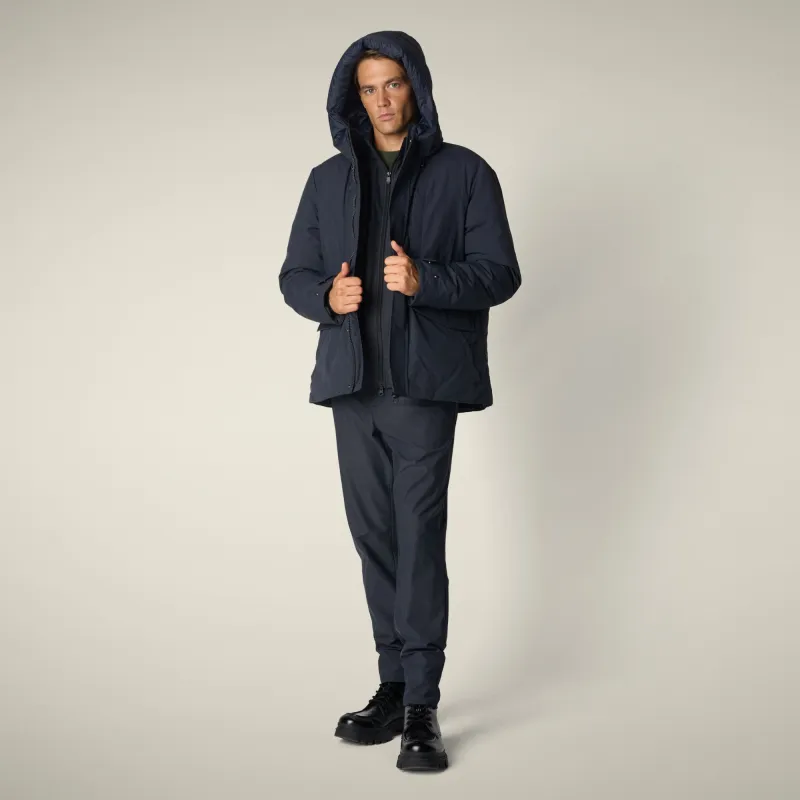 Men's Parka Enzo in Blue Black sold by Save The Duck
