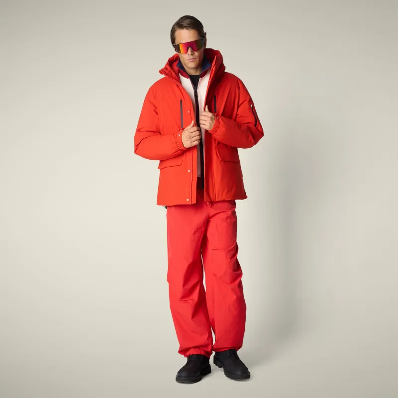 Men's Parka Hiram in Fiery Red sold by Save The Duck