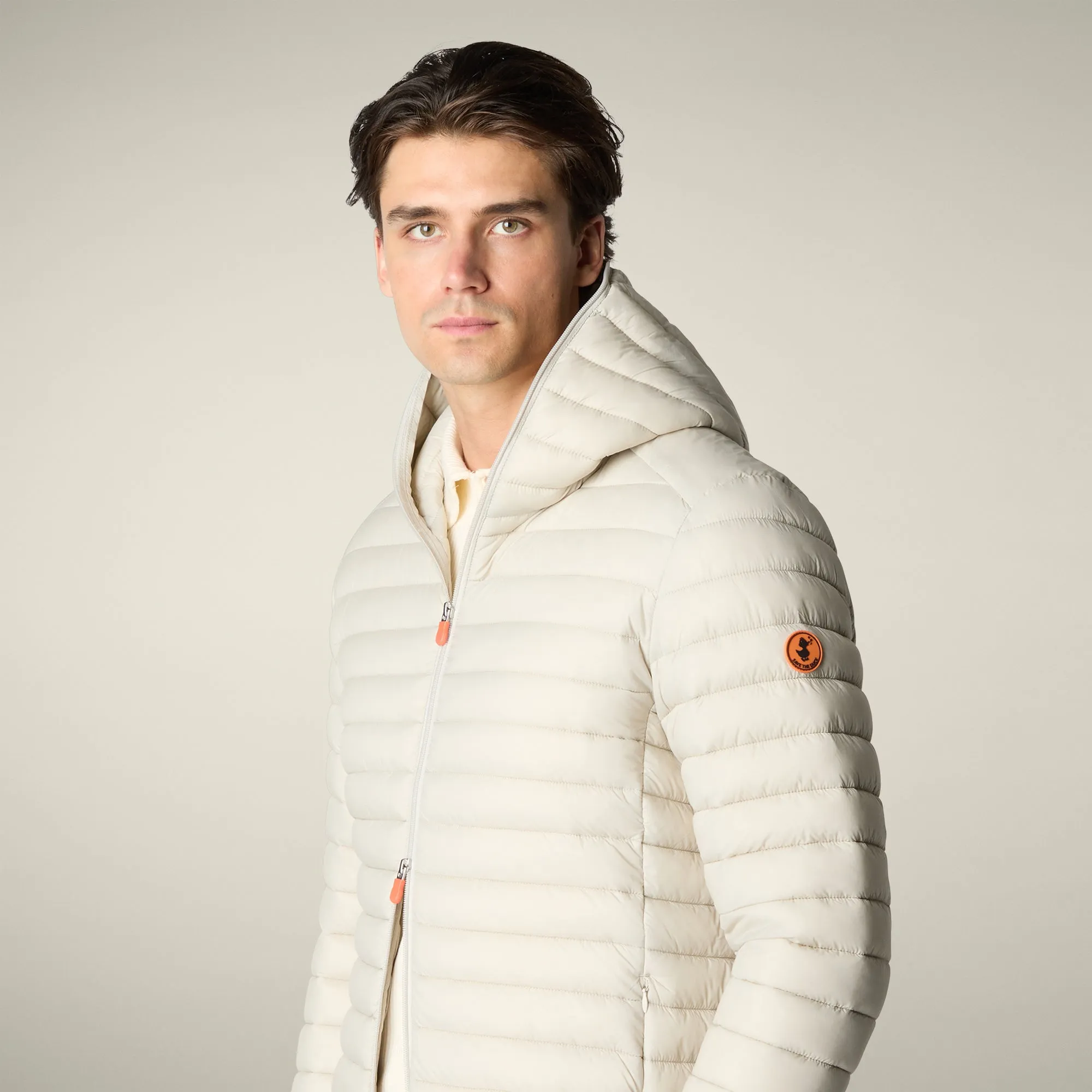 Men's Donald Hooded Puffer Jacket in Rainy Beige sold by Save The Duck product image thumbnail 4
