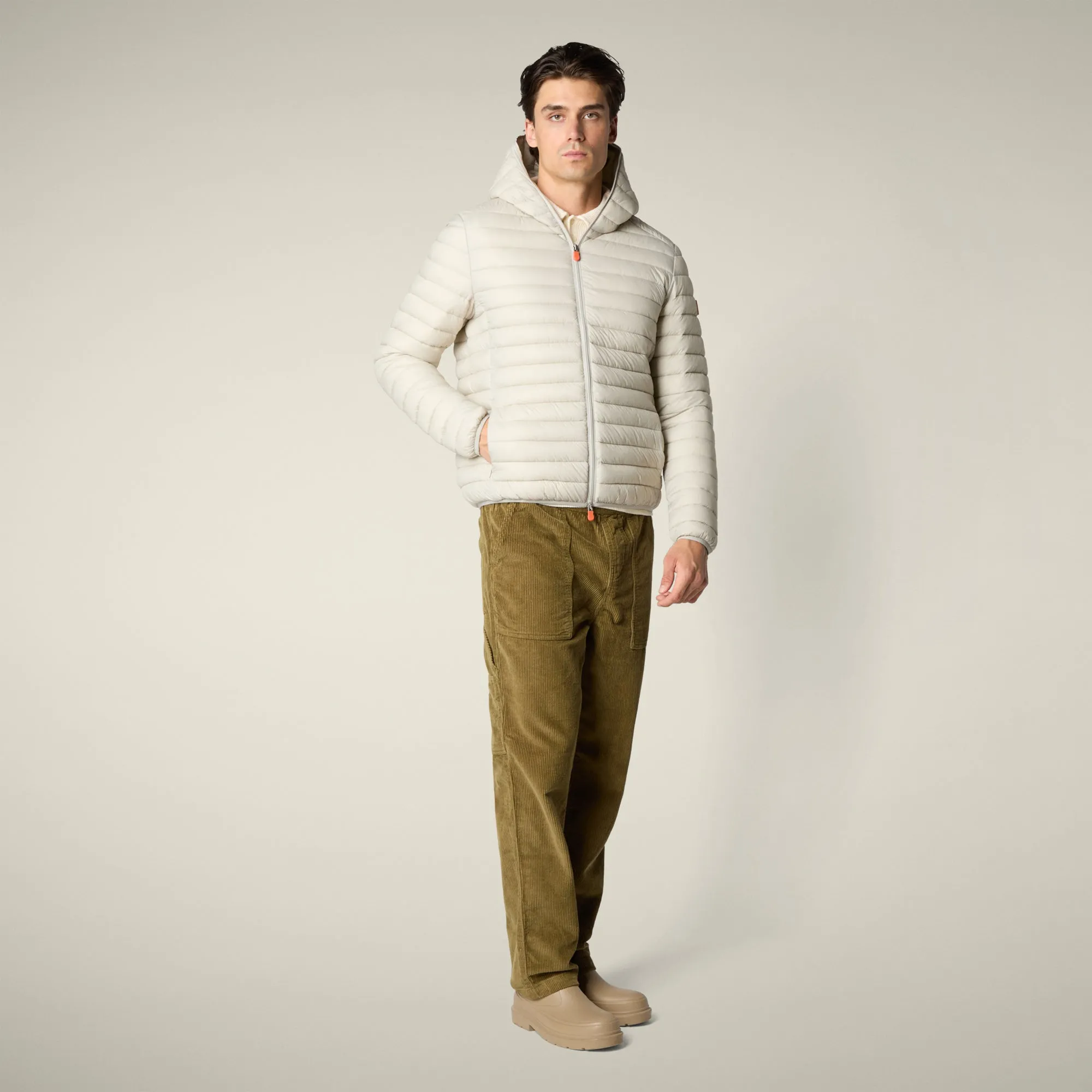 Men's Donald Hooded Puffer Jacket in Rainy Beige sold by Save The Duck product image thumbnail 2