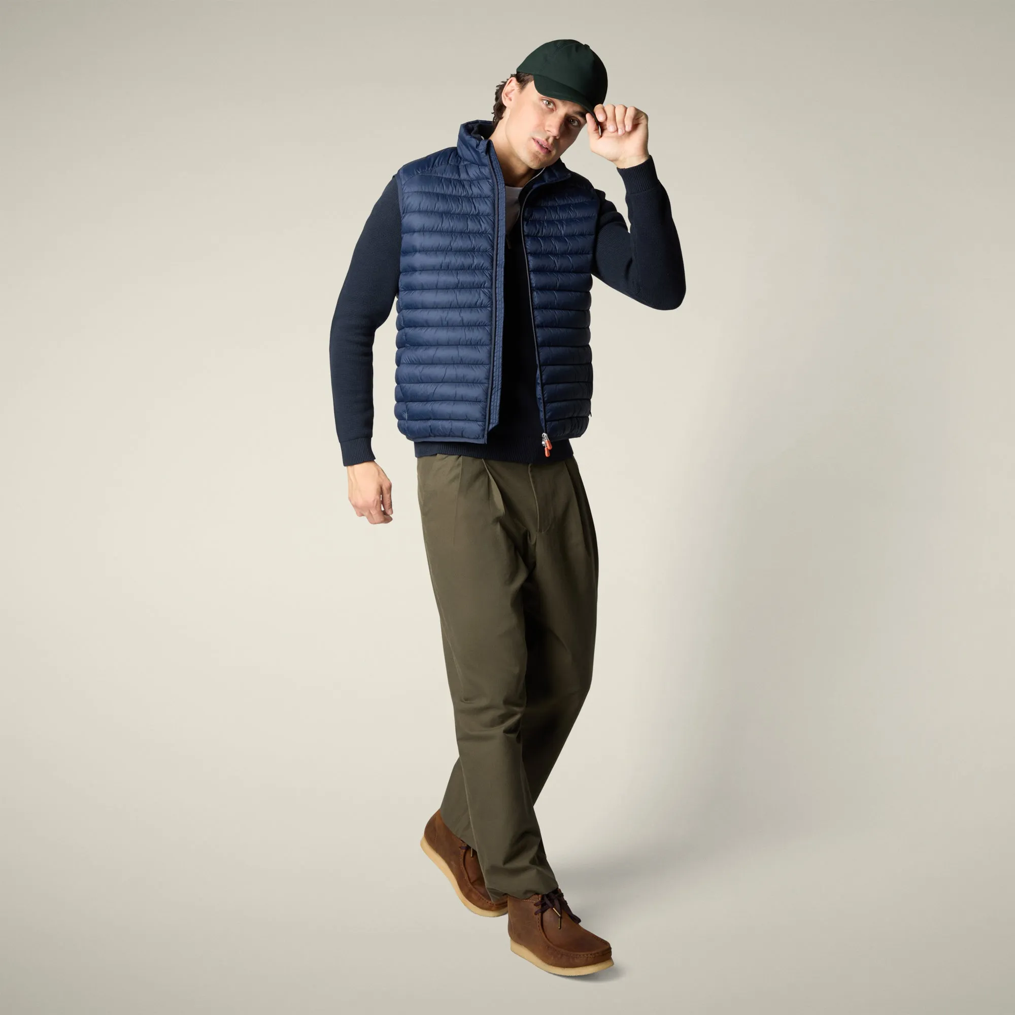 Men's Puffer Vest Adam in Navy Blue sold by Save The Duck
