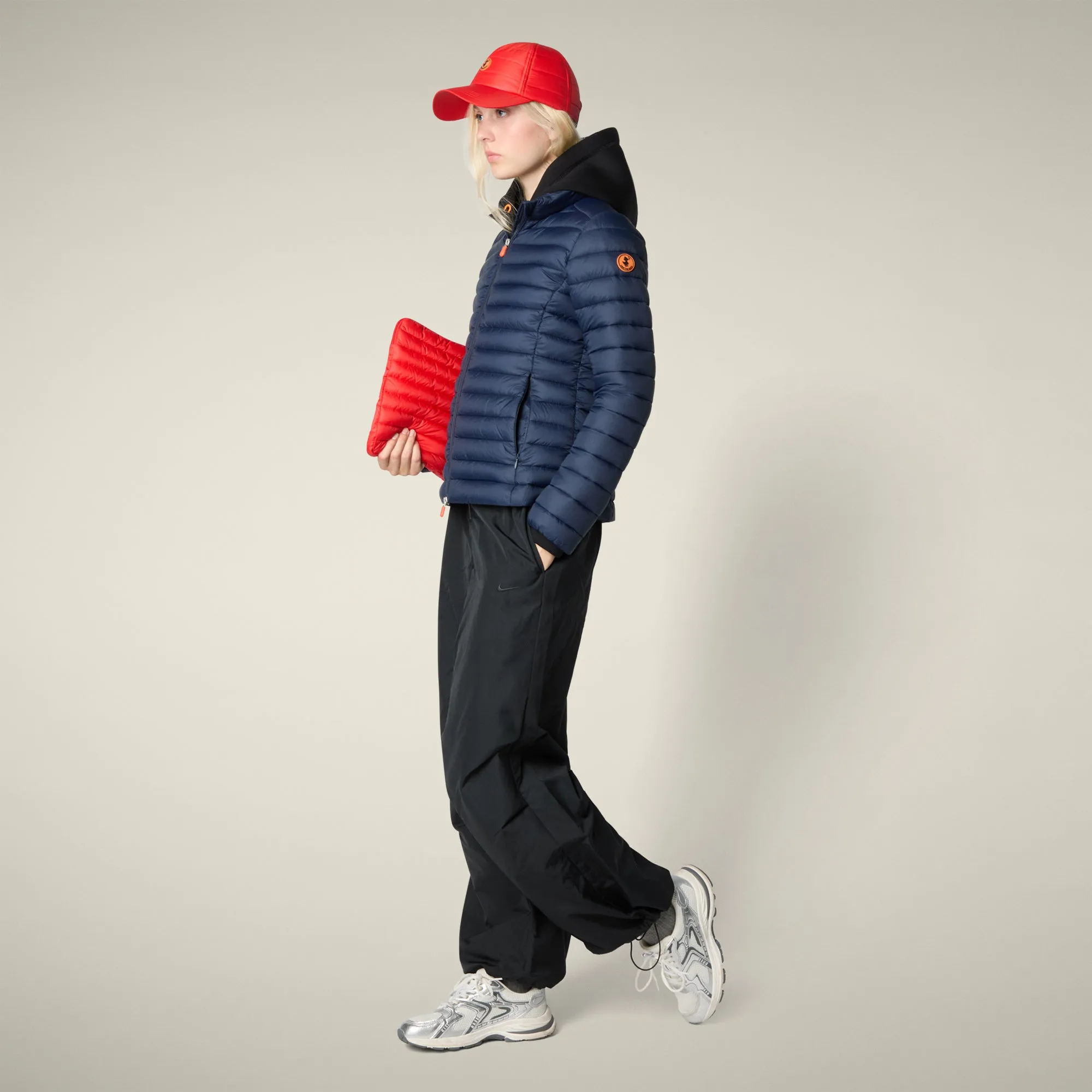 Women's Animal free puffer Jacket Carly in navy blue sold by Save The Duck