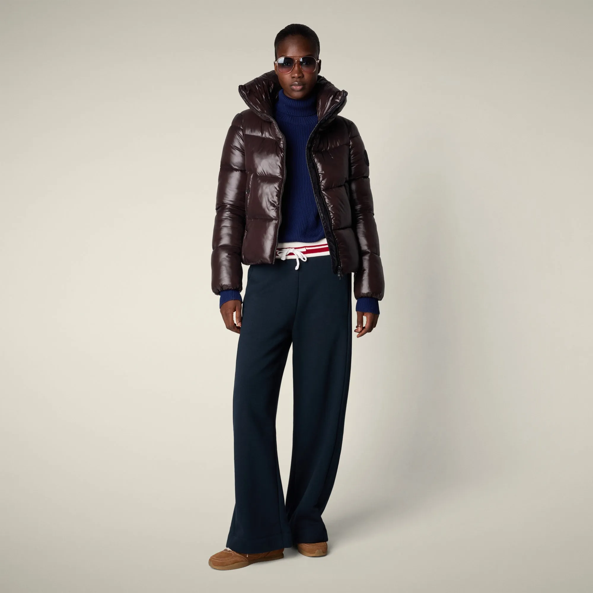 Women's Animal free puffer Jacket Isla in Brown Black sold by Save The Duck