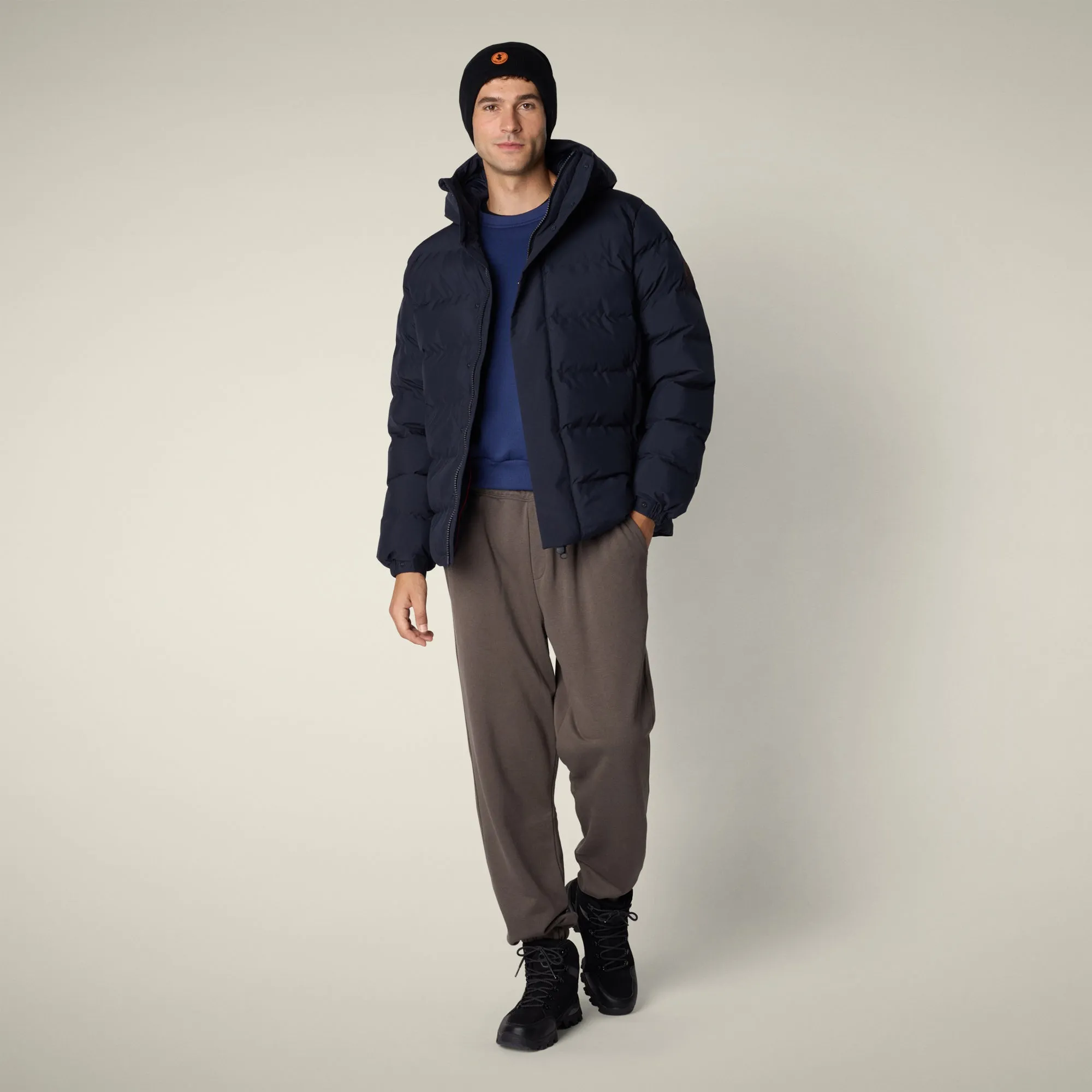 Men's Parka Leland in Blue Black sold by Save The Duck