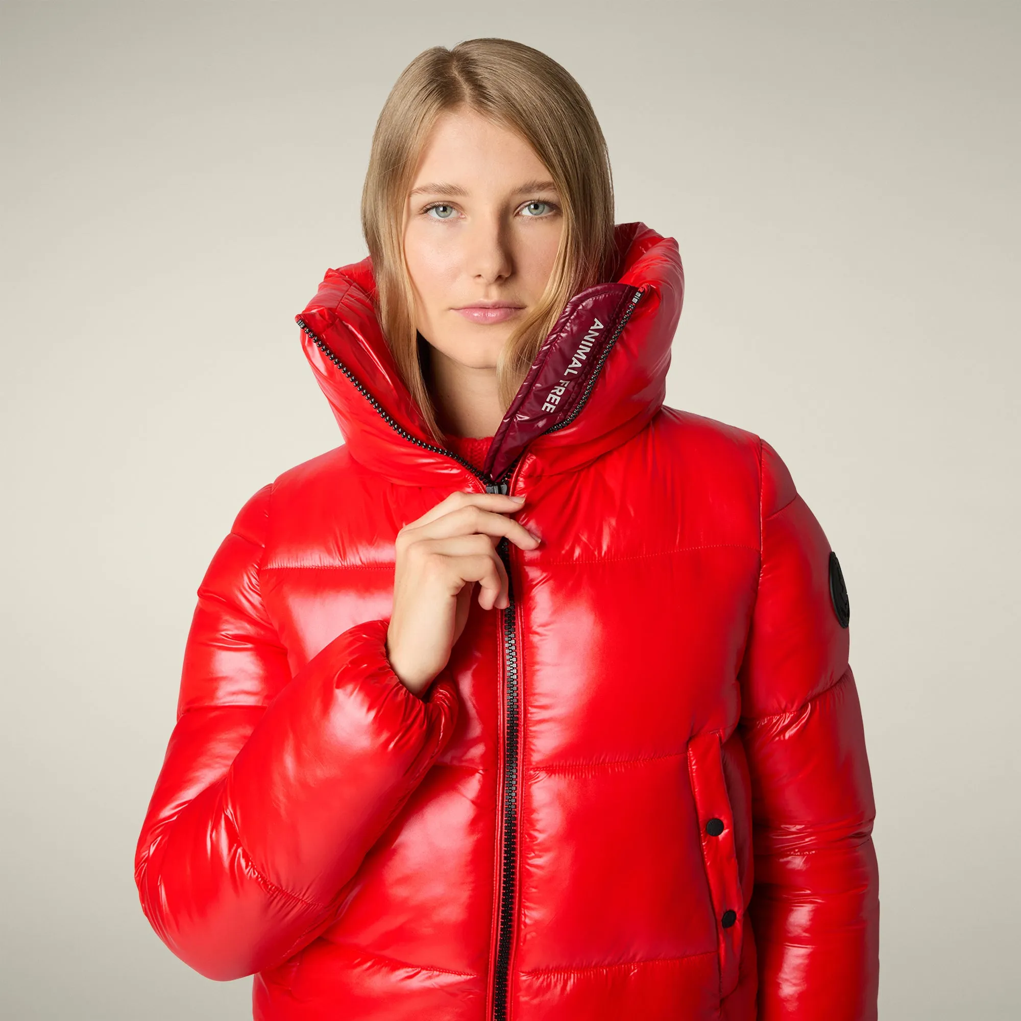 Women's animal free puffer jacket Isla in fiery red sold by Save The Duck product image thumbnail 4