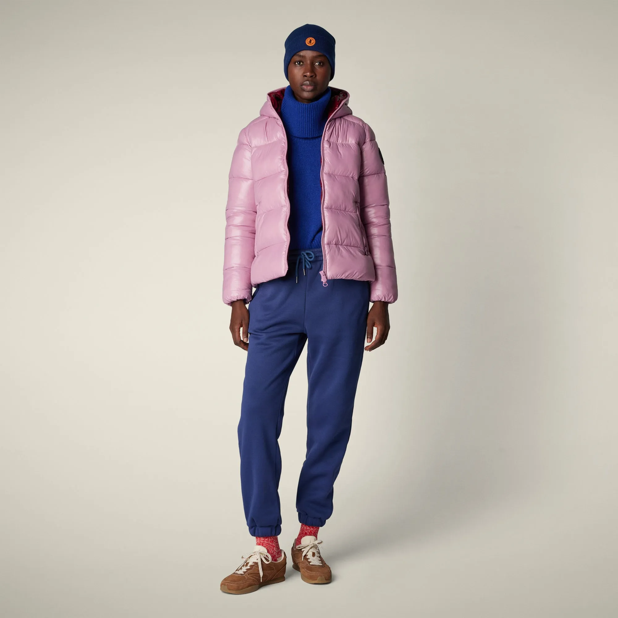 Women's Animal free puffer Jacket Lois in Wild Orchid sold by Save The Duck