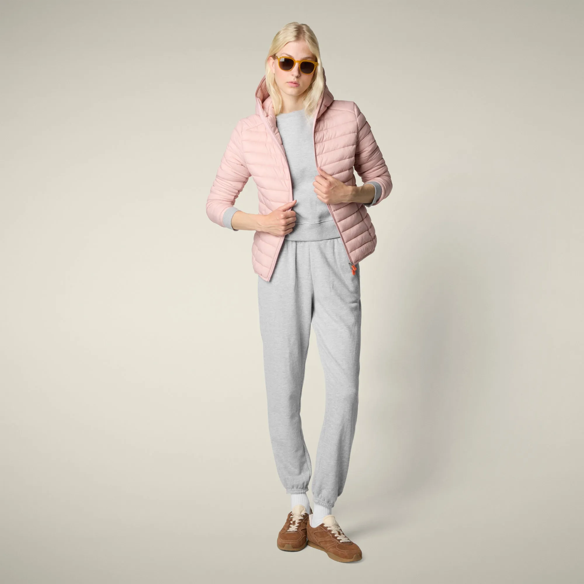 Women's animal free puffer jacket Daisy in blush pink sold by Save The Duck