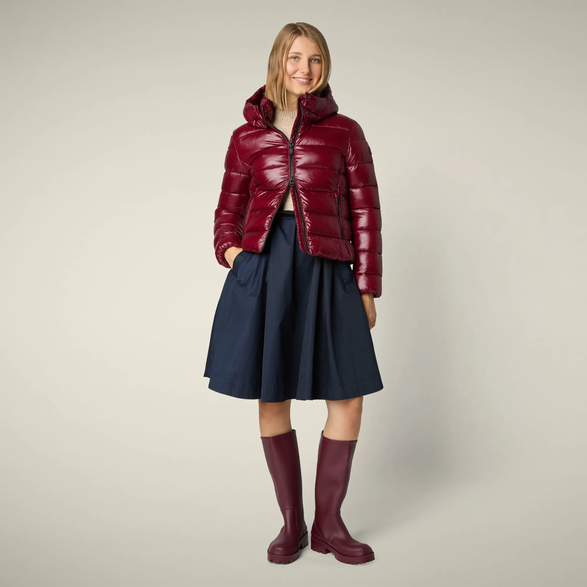 Women's Animal free puffer Jacket Cosmary in Wine Red sold by Save The Duck product image thumbnail 2