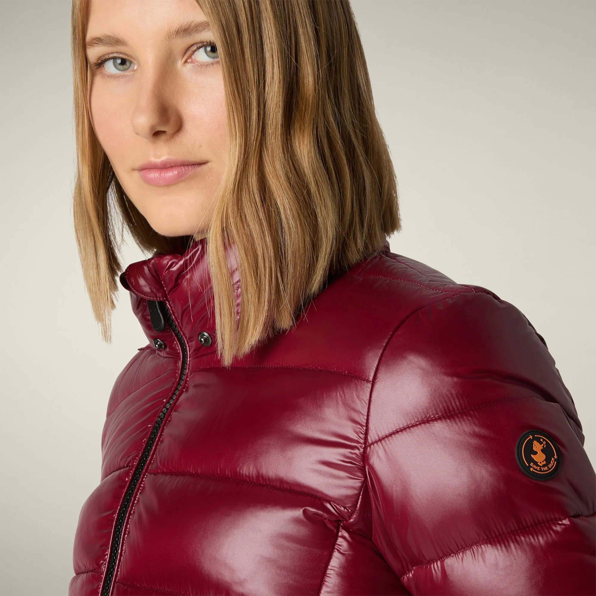 Women's Animal free puffer Jacket Cosmary in Wine Red sold by Save The Duck product image thumbnail 4