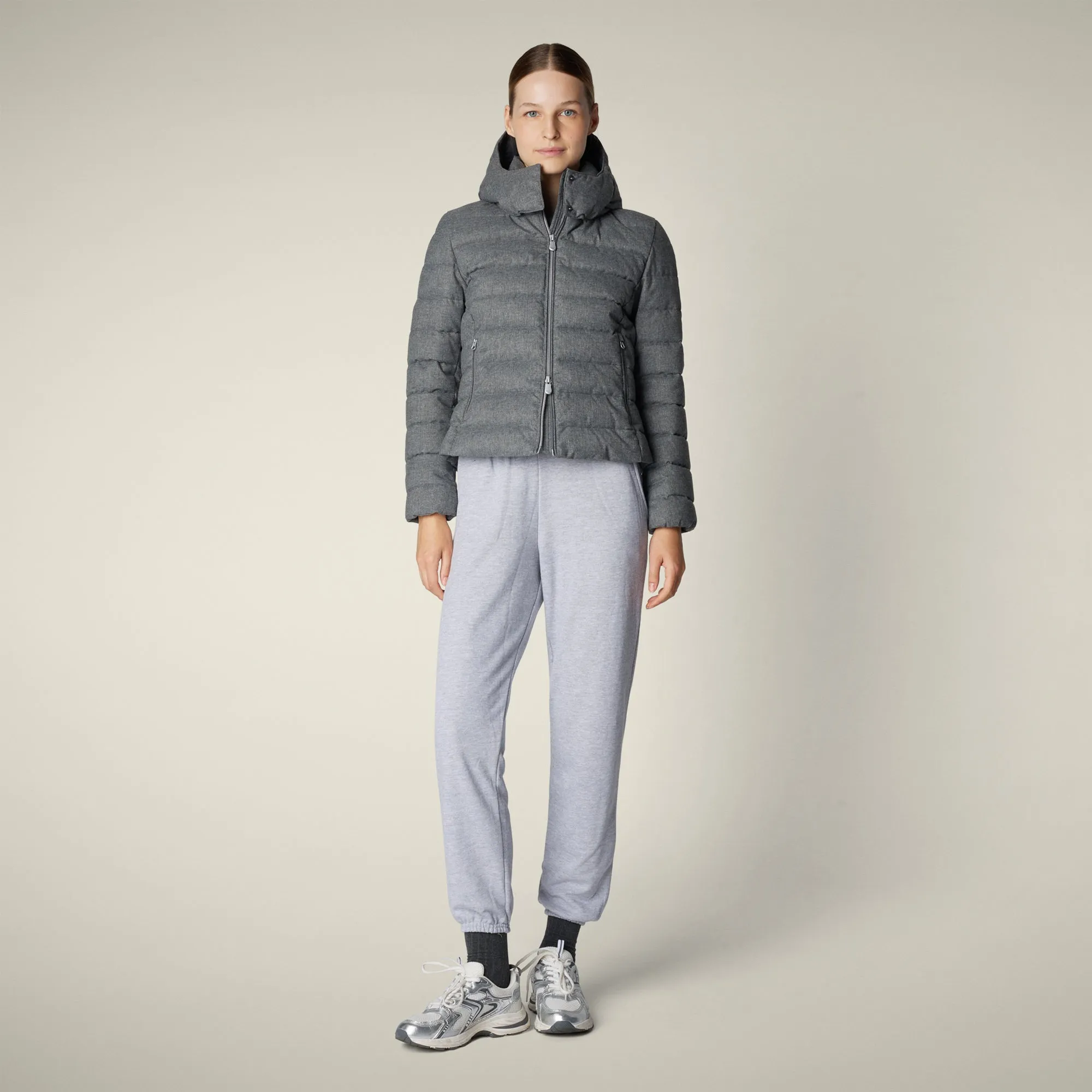 Women's Animal free puffer Jacket Nadia in Mid Grey Melange sold by Save The Duck product image thumbnail 2