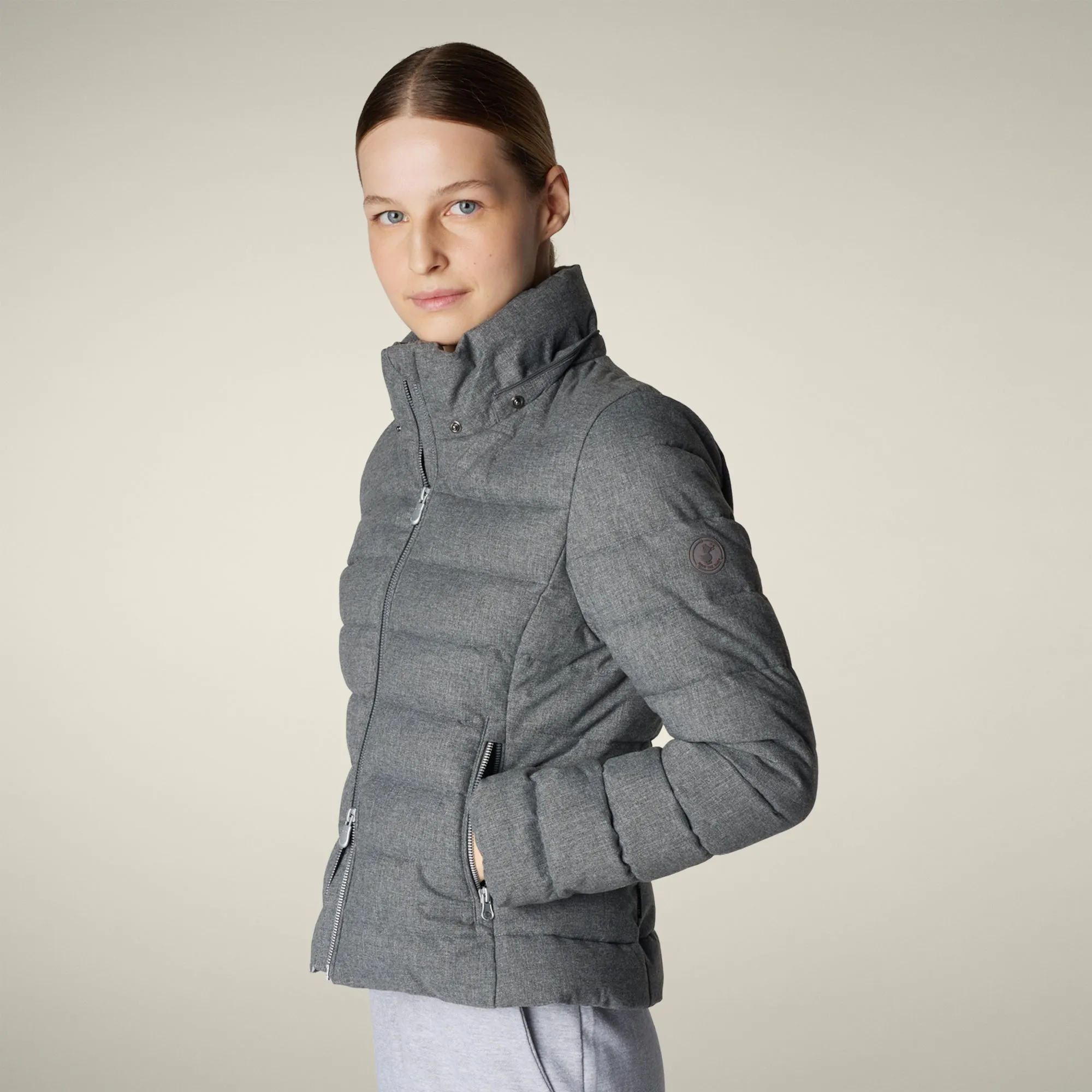 Women's Animal free puffer Jacket Nadia in Mid Grey Melange sold by Save The Duck product image thumbnail 4