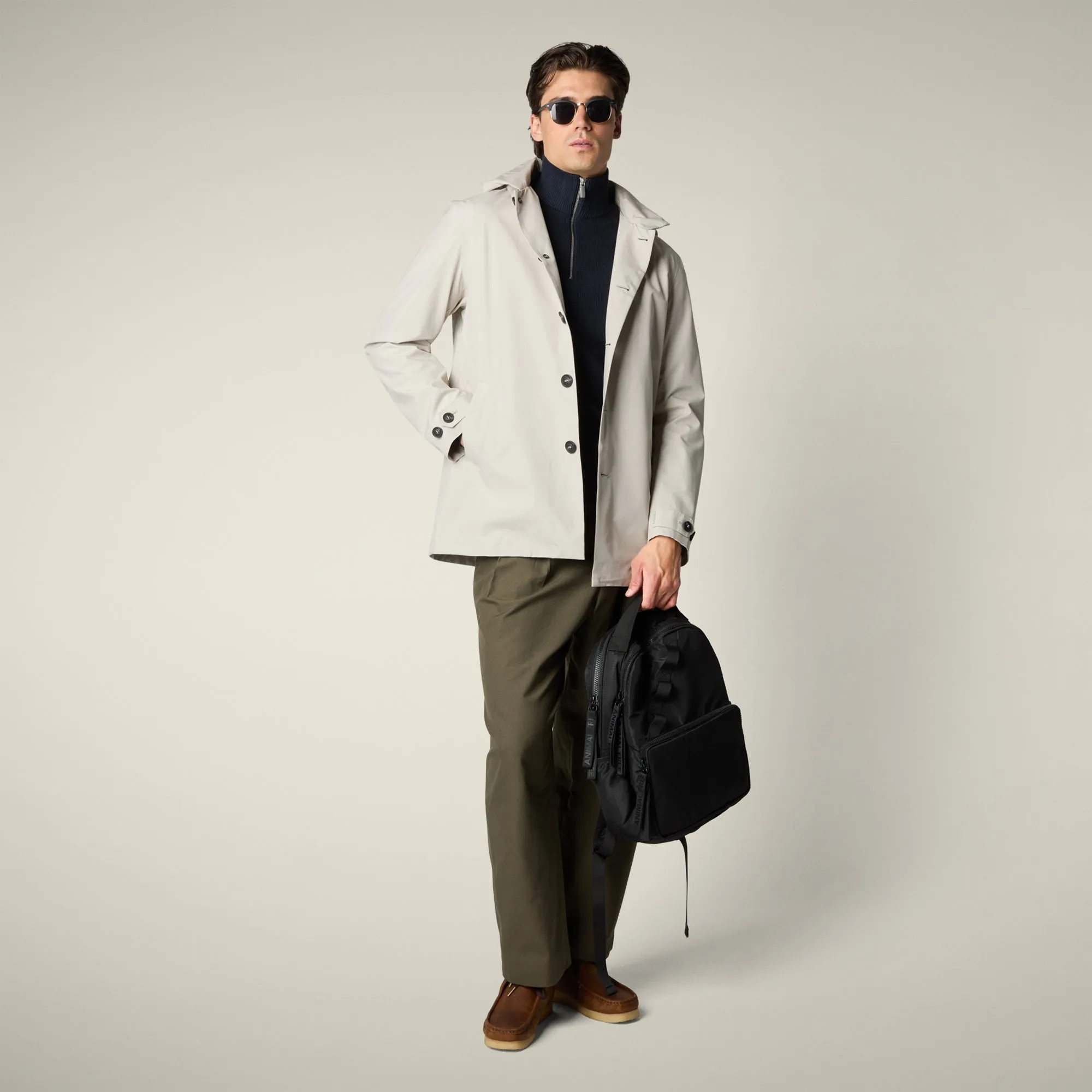 Men's Raincoat Benjamin in Rainy Beige sold by Save The Duck