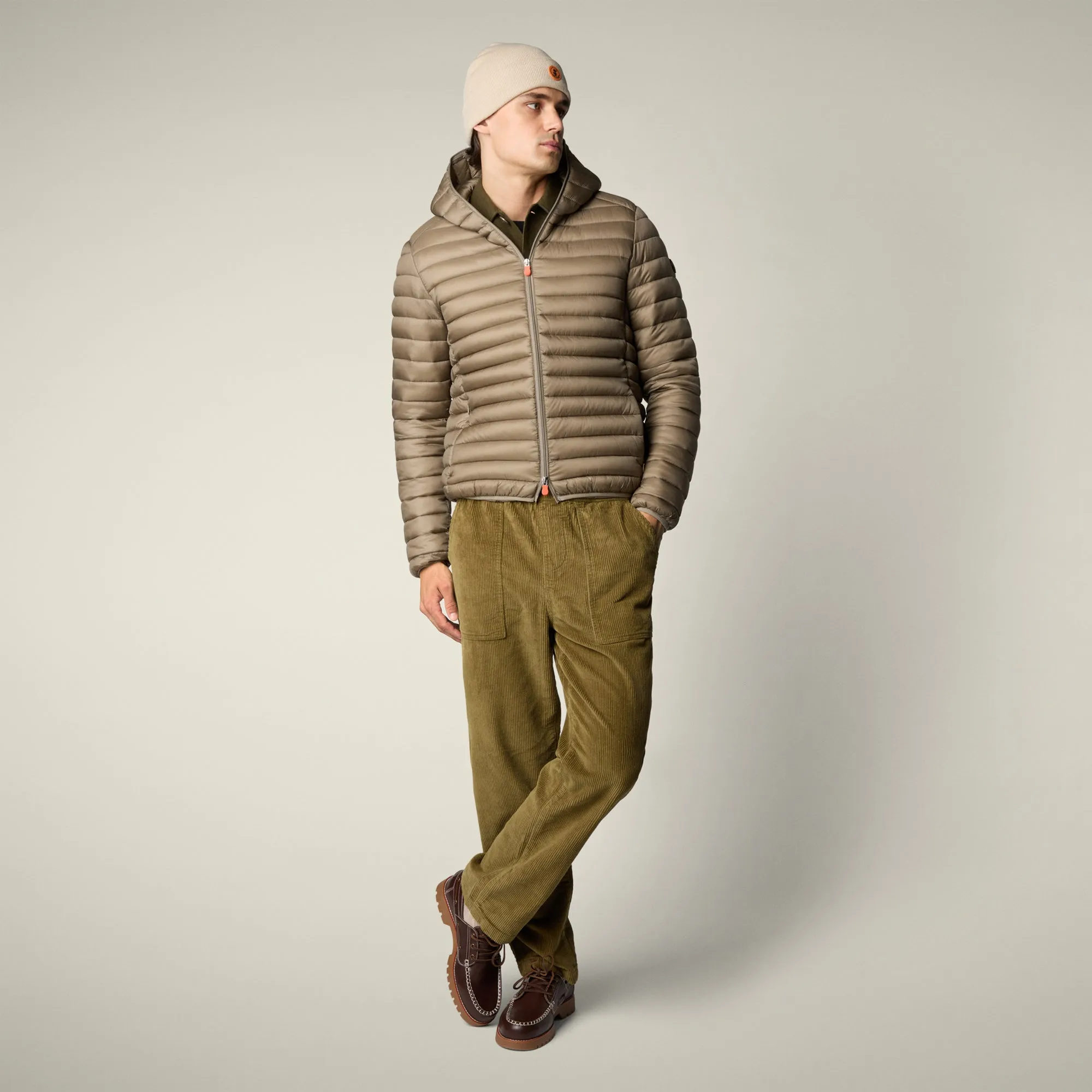 Men's Animal free puffer jacket Devon in elephant grey sold by Save The Duck