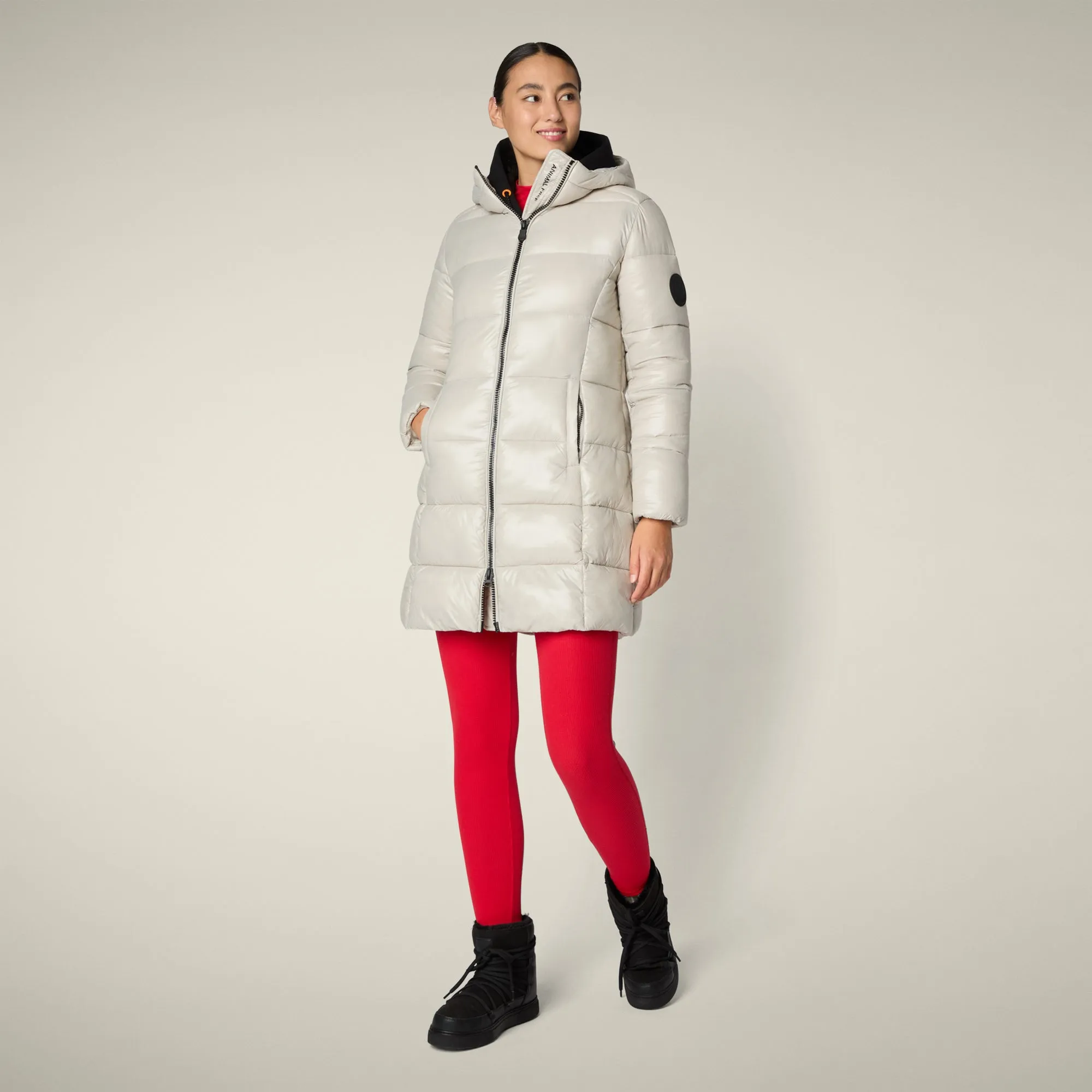 Women's Animal free puffer Coat ines in rainy beige sold by Save The Duck product image thumbnail 2