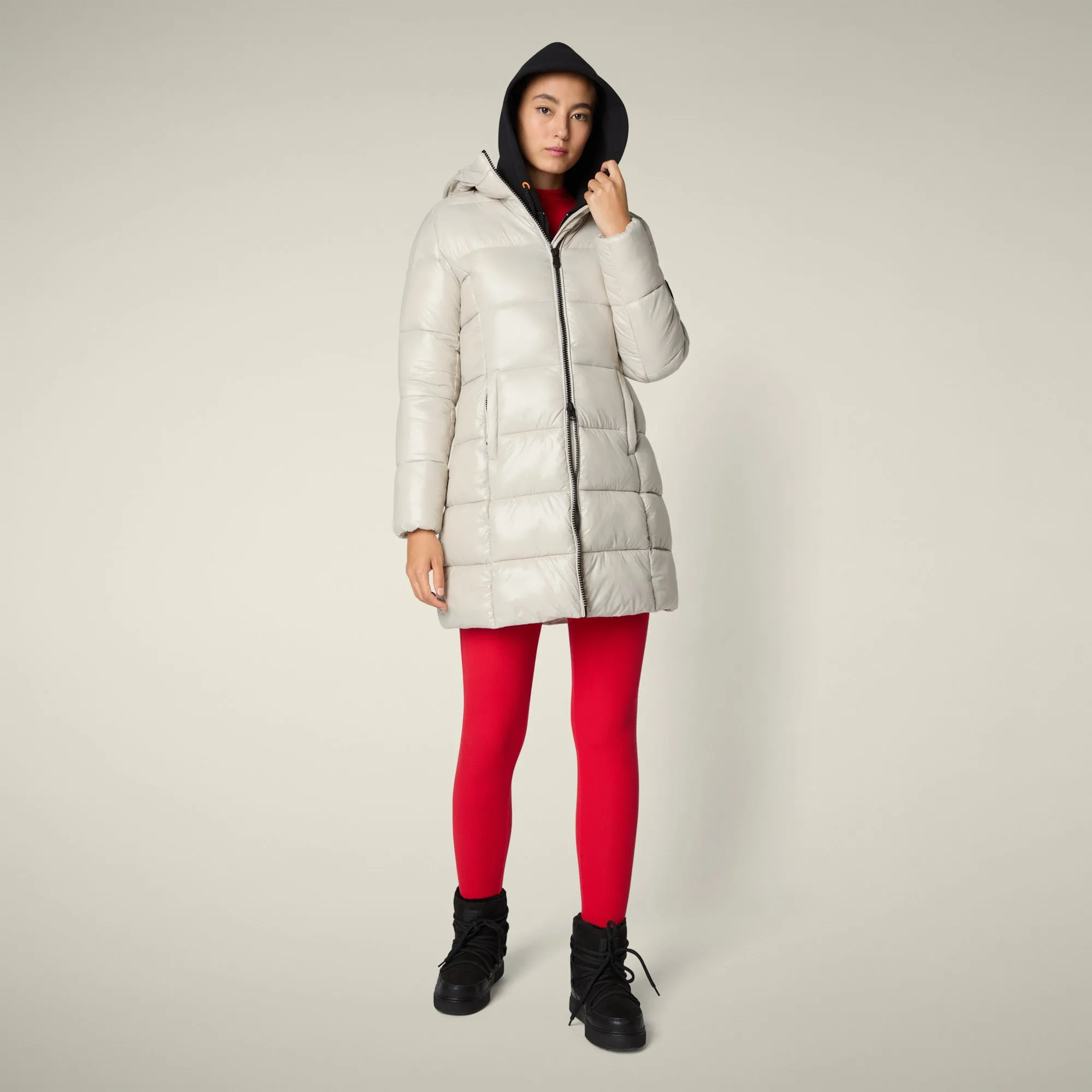 Women's Animal free puffer Coat ines in rainy beige sold by Save The Duck