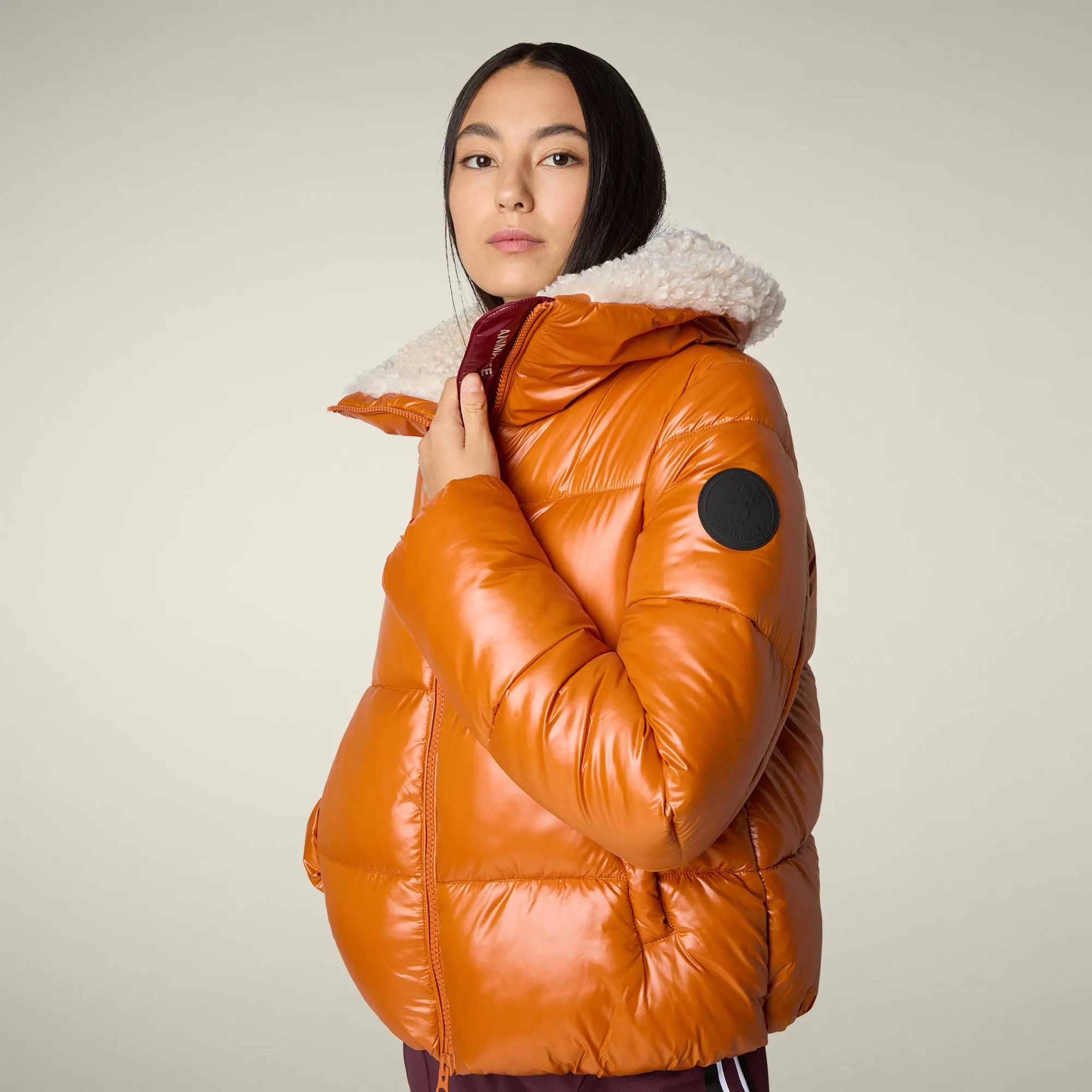 Women's Animal free puffer jacket Moma in fox brown sold by Save The Duck product image thumbnail 4