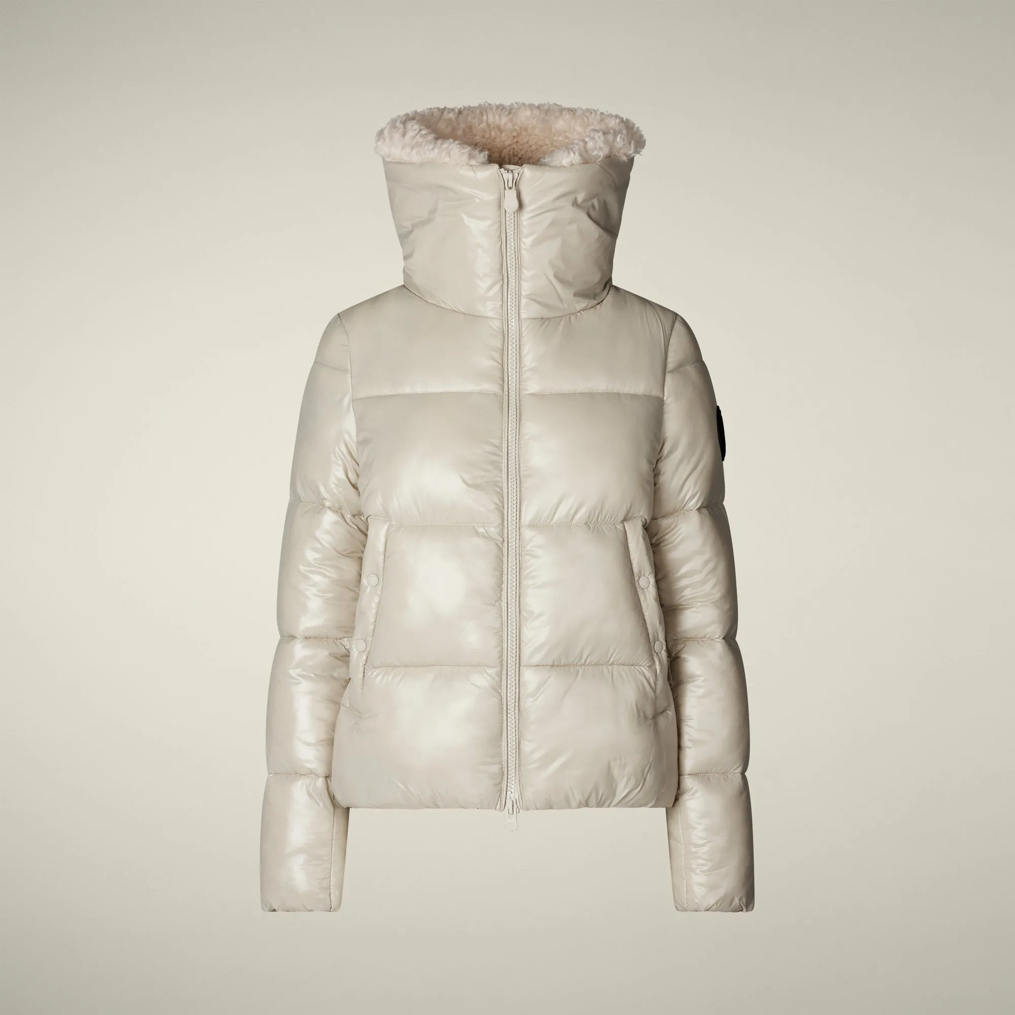 Women's Animal free puffer jacket Moma in rainy beige sold by Save The Duck product image thumbnail 5