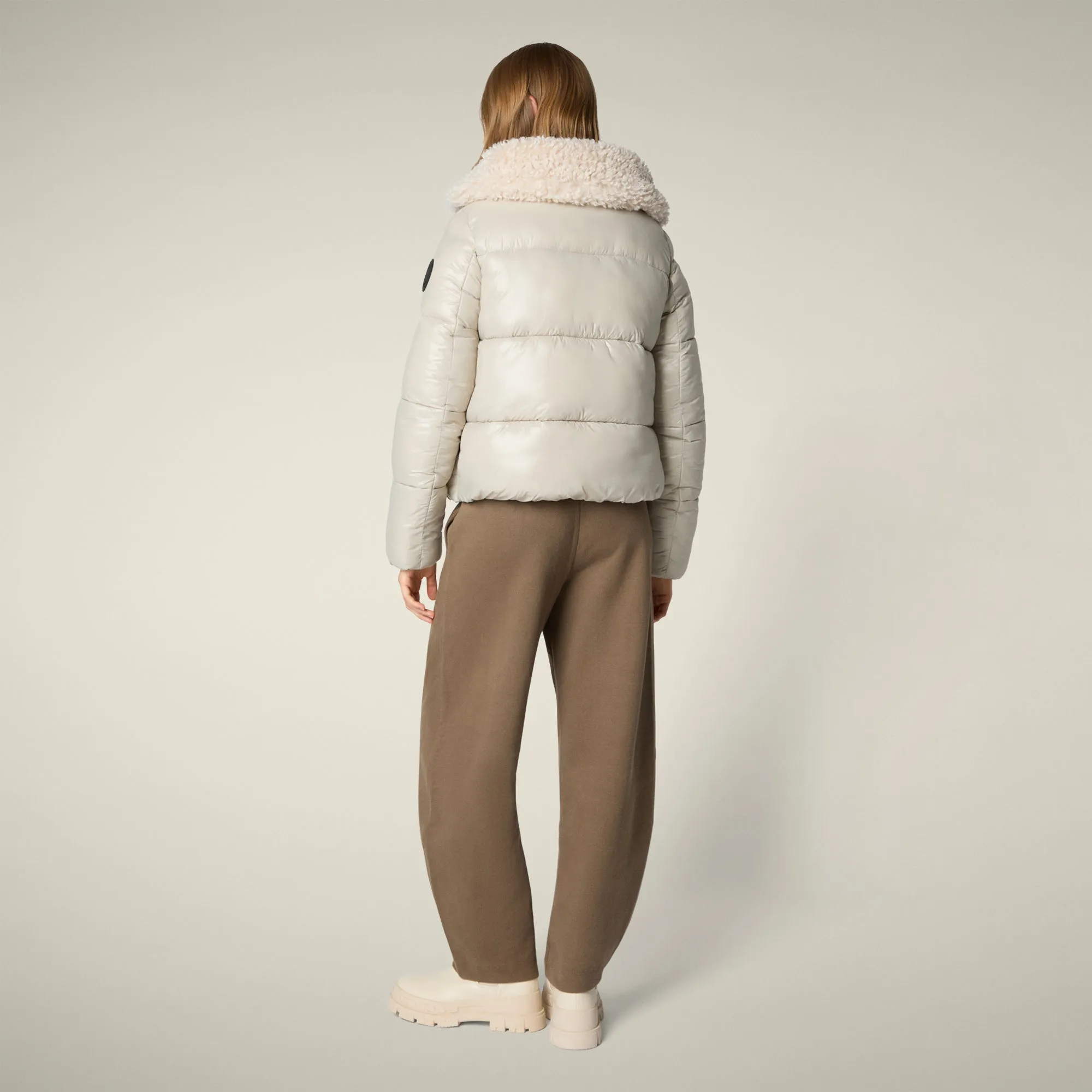 Women's Animal free puffer jacket Moma in rainy beige sold by Save The Duck product image thumbnail 3
