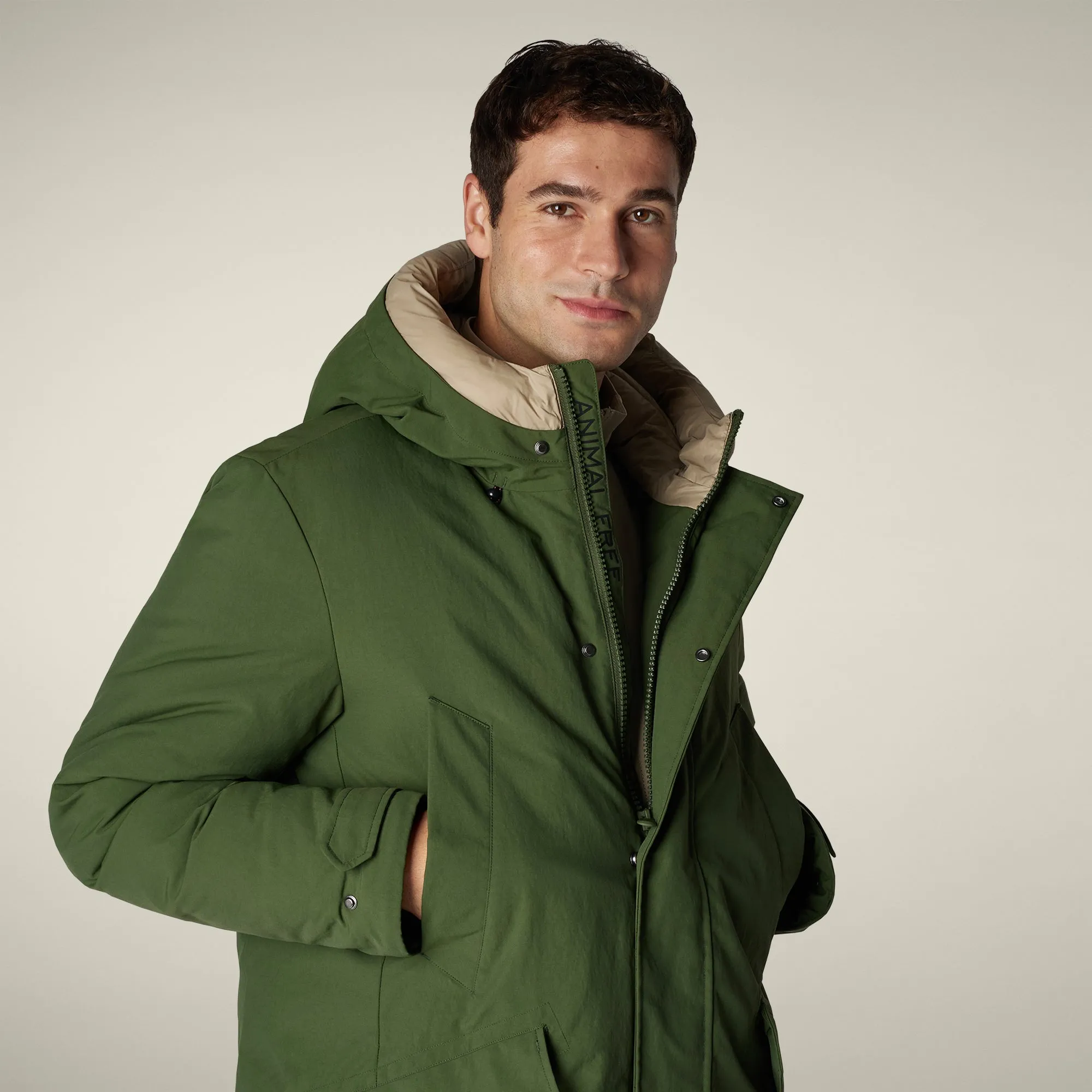 Men's Parka Valley in Pine Green and Stone Beige sold by Save The Duck product image thumbnail 4