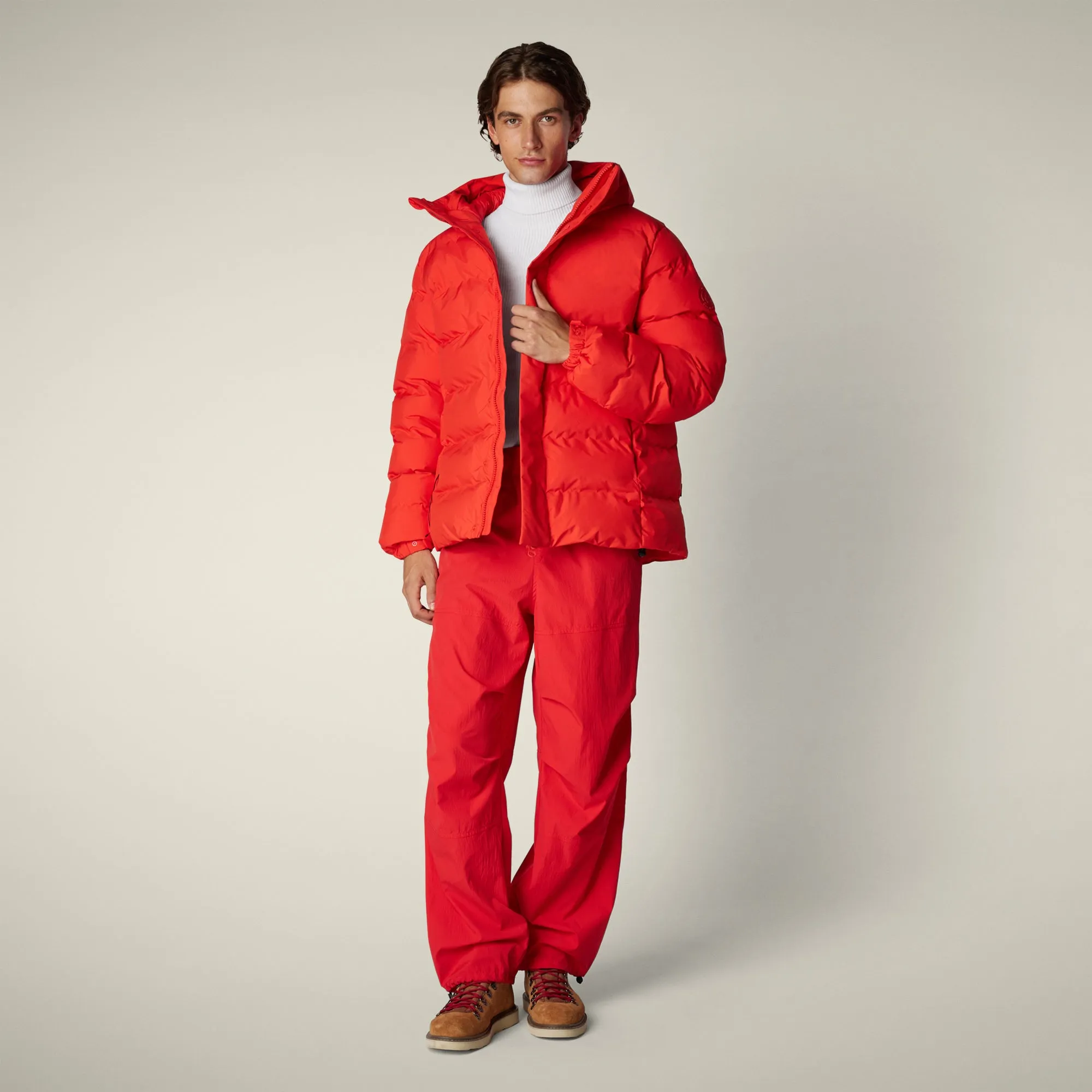 Men's Parka Leland in Fiery Red sold by Save The Duck
