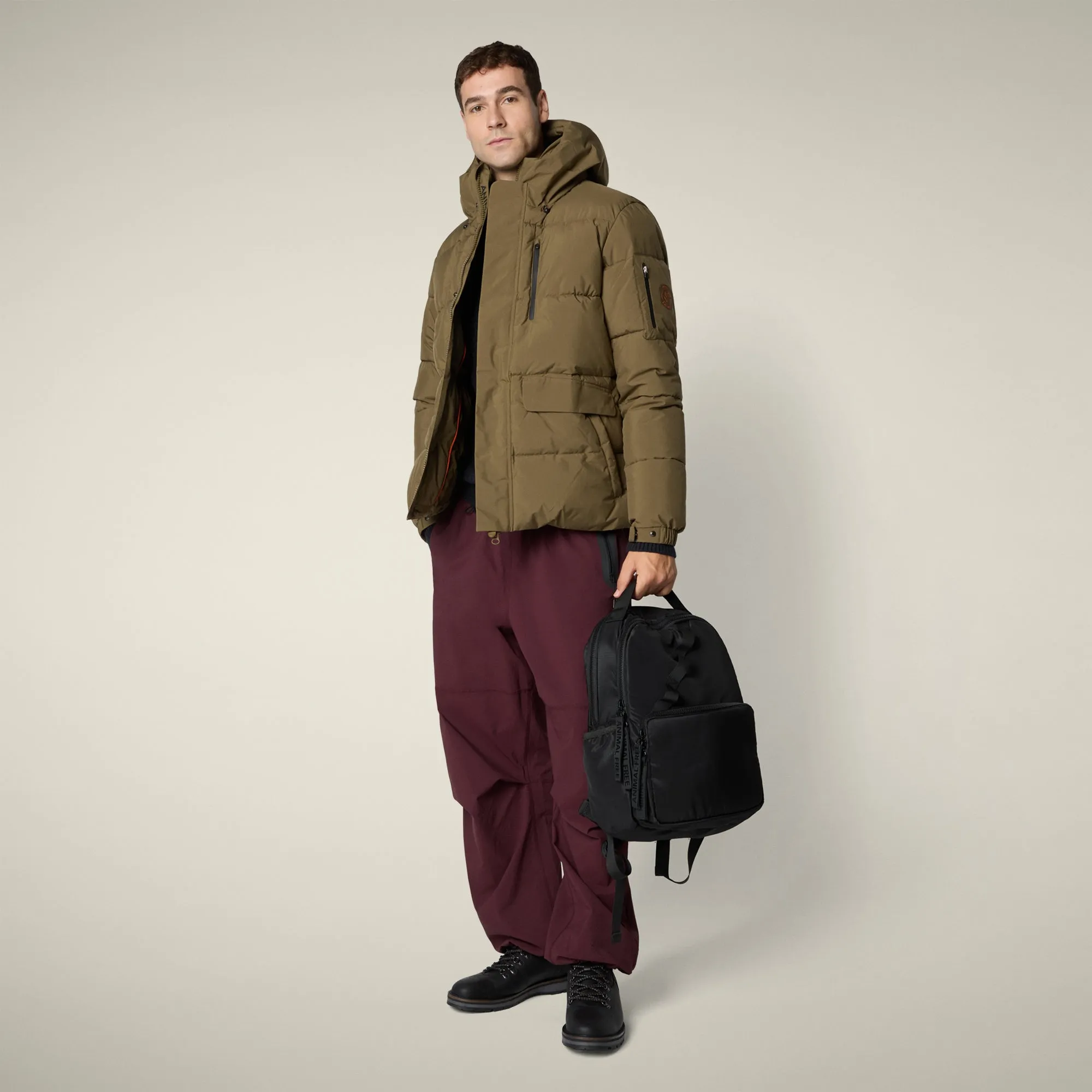 Men's parka Alter in bark green sold by Save The Duck