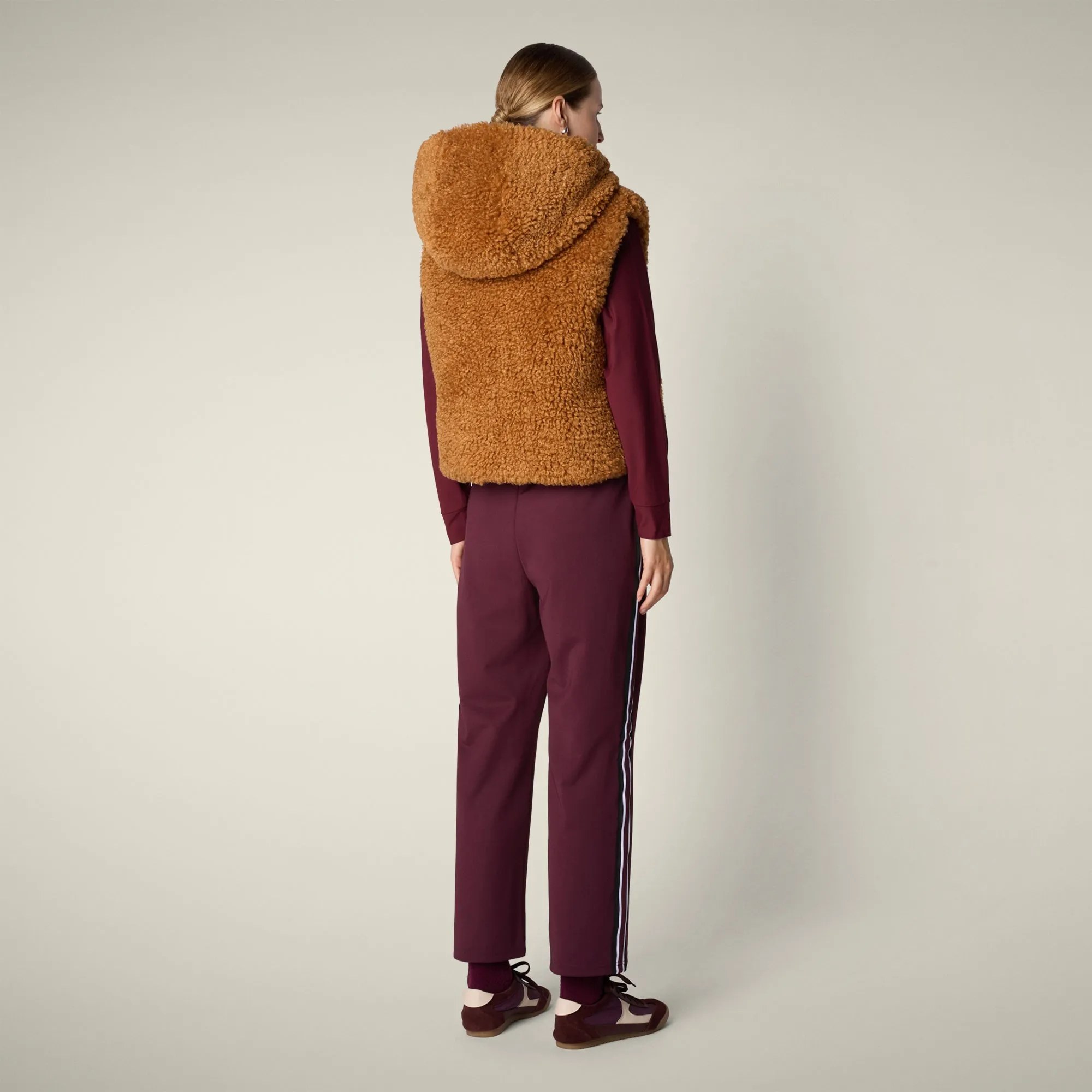 Women's faux fur Vest AYLA in toffee brown sold by Save The Duck product image thumbnail 3