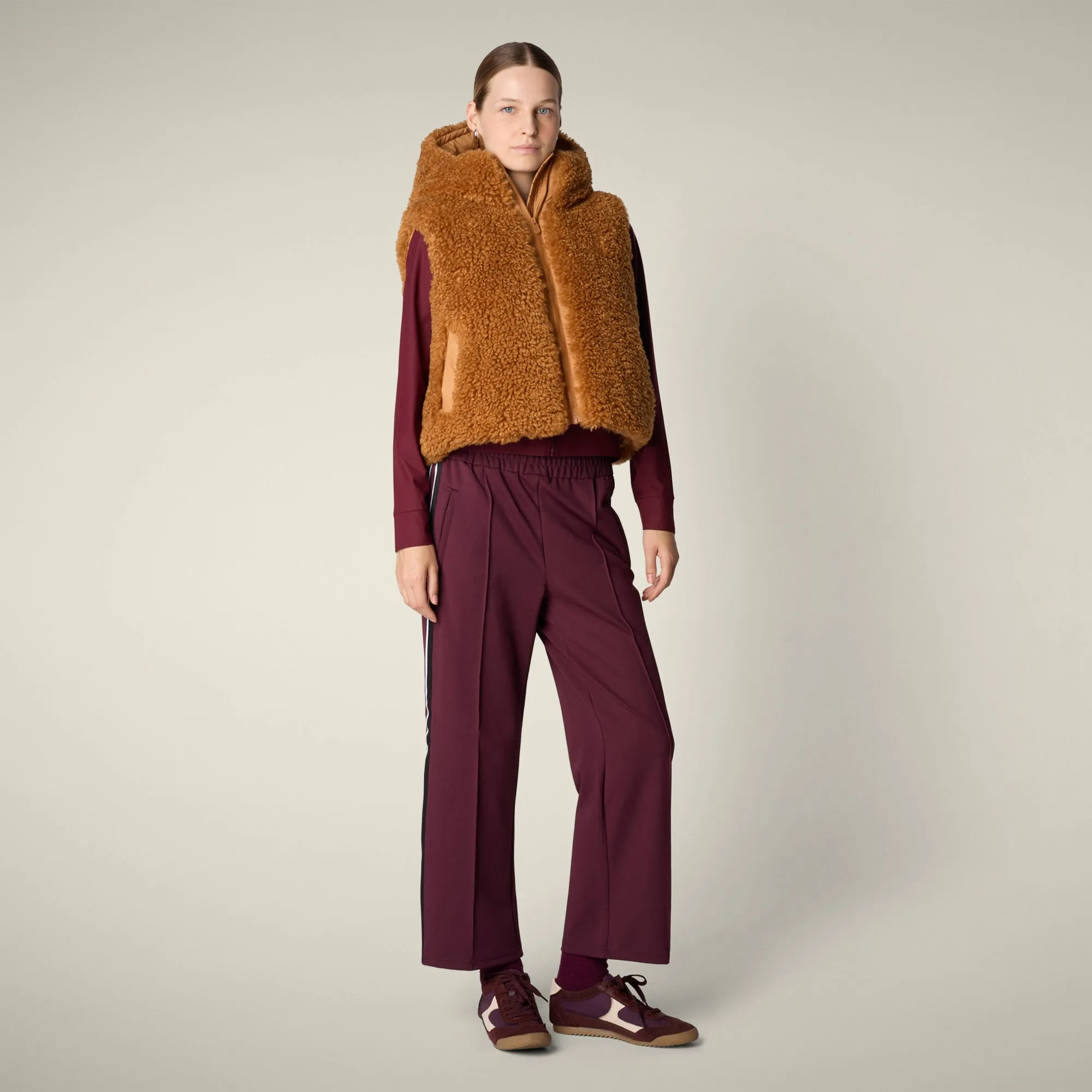 Women's faux fur Vest AYLA in toffee brown sold by Save The Duck product image thumbnail 2