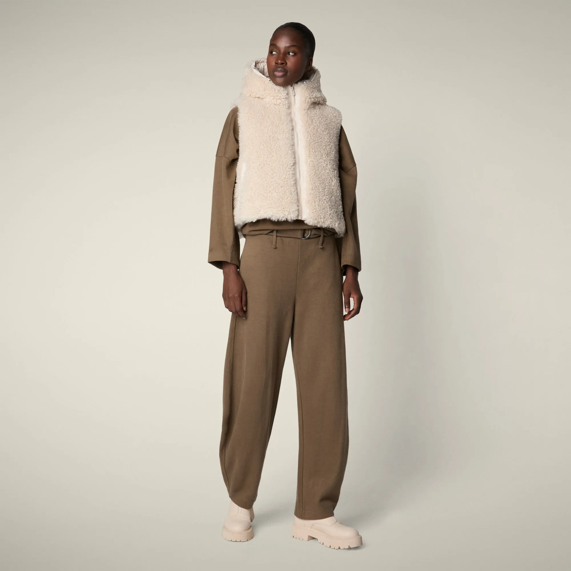 Women's faux fur Vest AYLA in Shore Beige sold by Save The Duck product image thumbnail 2