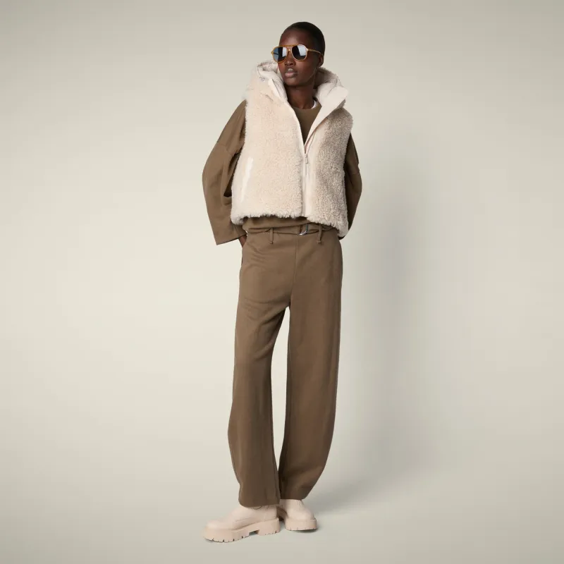 Women's faux fur Vest AYLA in Shore Beige sold by Save The Duck