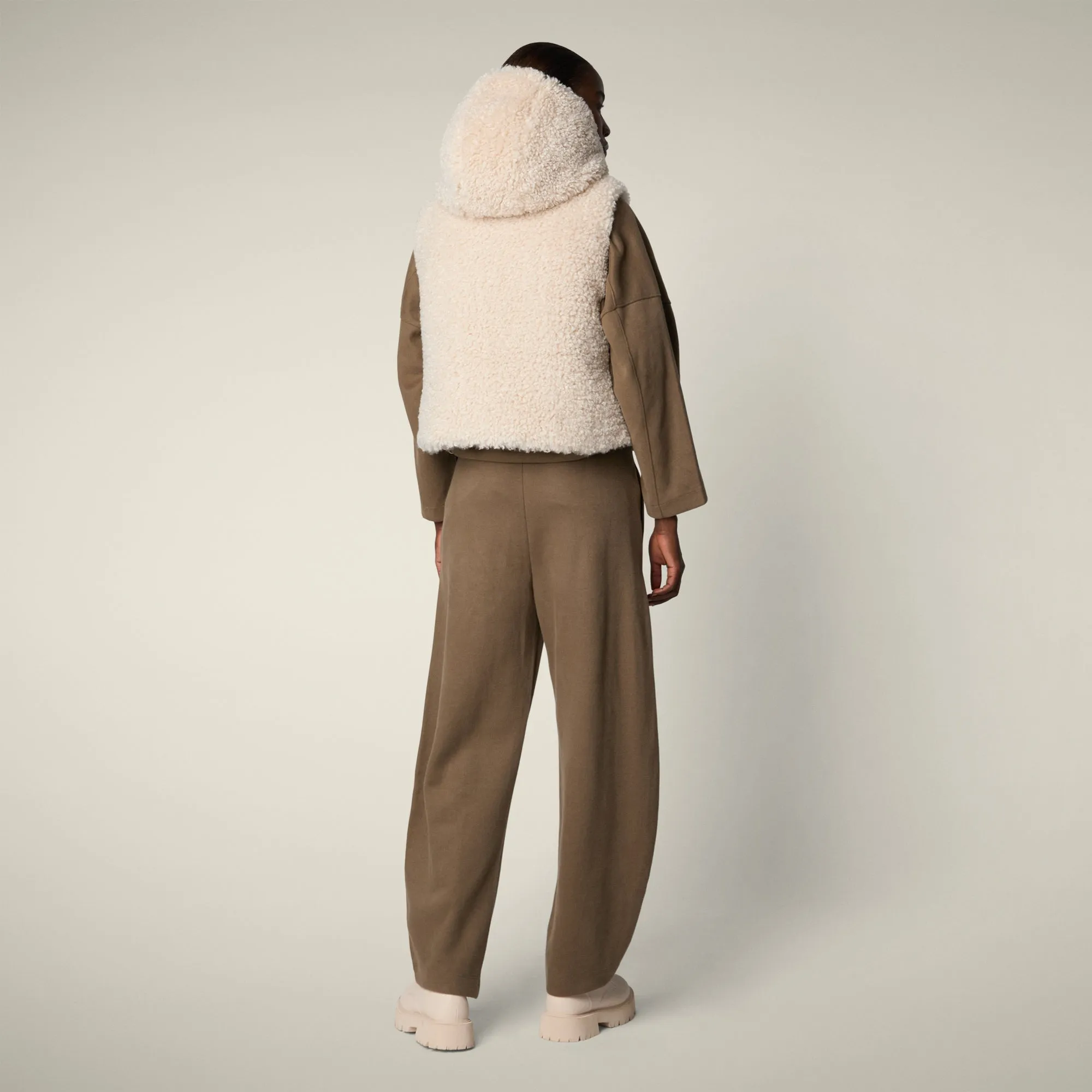 Women's faux fur Vest AYLA in Shore Beige sold by Save The Duck product image thumbnail 3