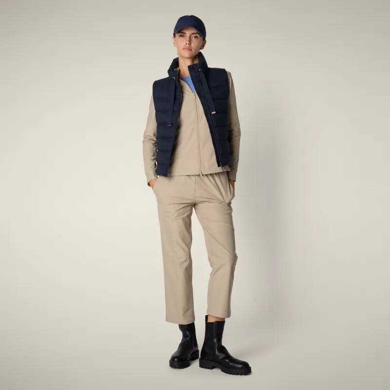 Women's vest nyla in navy blue sold by Save The Duck