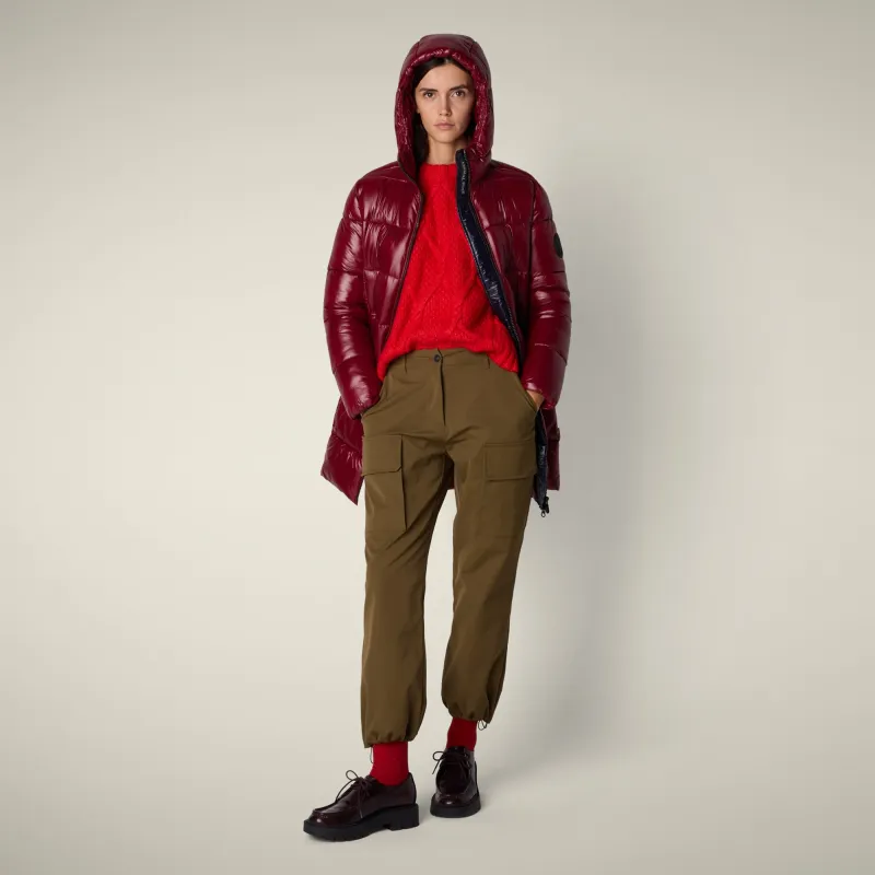 Women's Animal free puffer Coat ines in wine red sold by Save The Duck