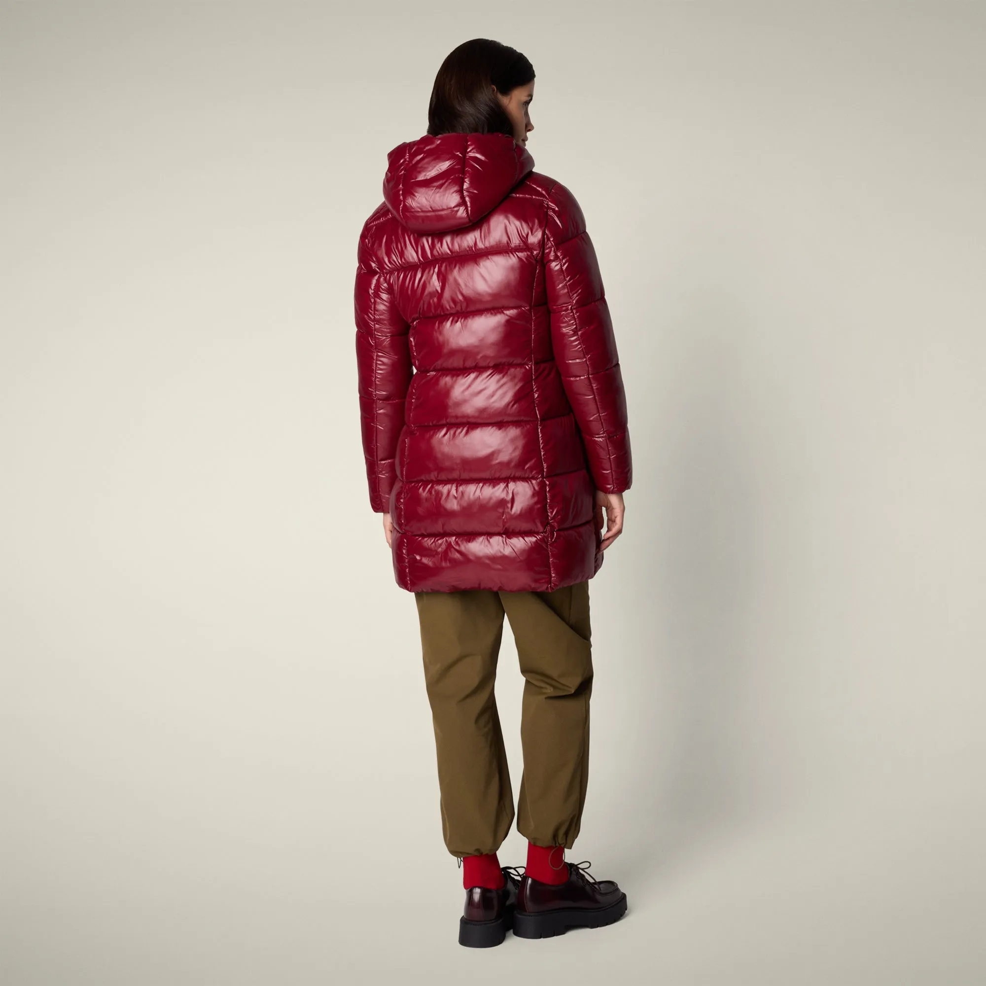 Women's Animal free puffer Coat ines in wine red sold by Save The Duck product image thumbnail 3