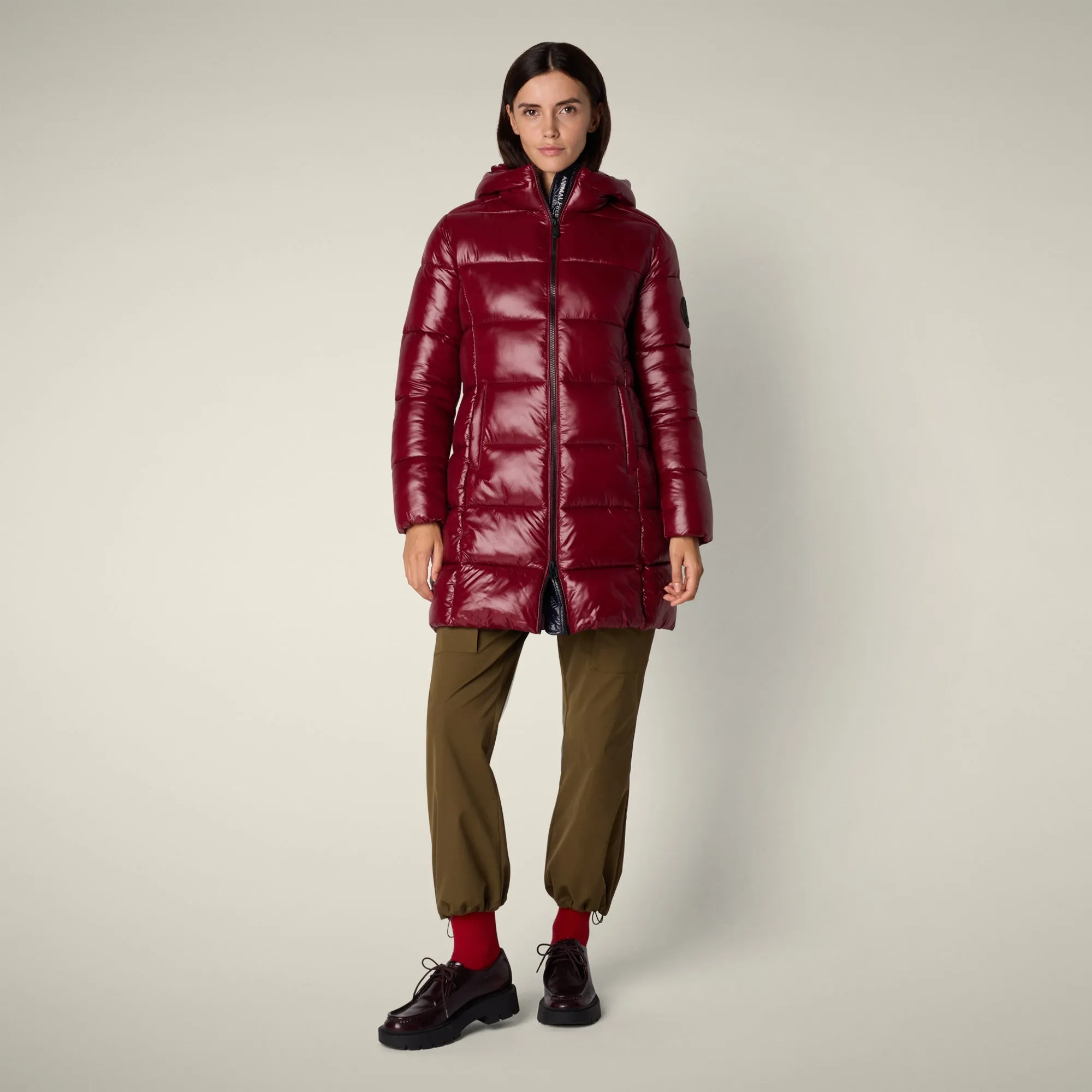 Women's Animal free puffer Coat ines in wine red sold by Save The Duck product image thumbnail 2