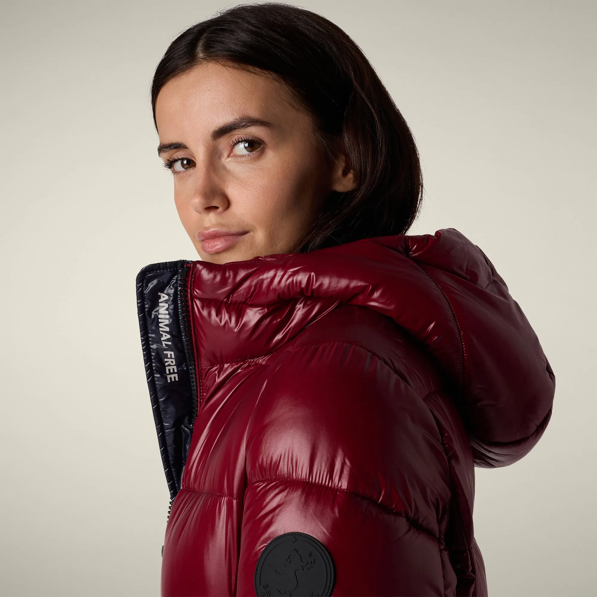 Women's Animal free puffer Coat ines in wine red sold by Save The Duck product image thumbnail 4