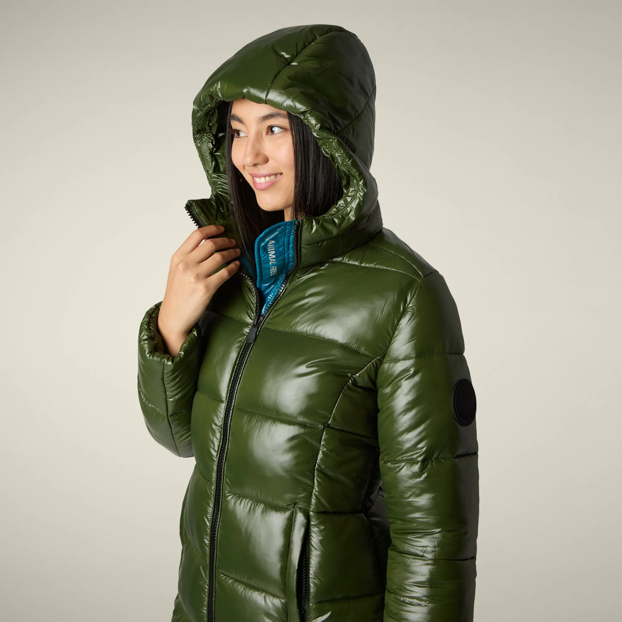 Women's Animal free puffer Coat ines in pine green sold by Save The Duck product image thumbnail 4