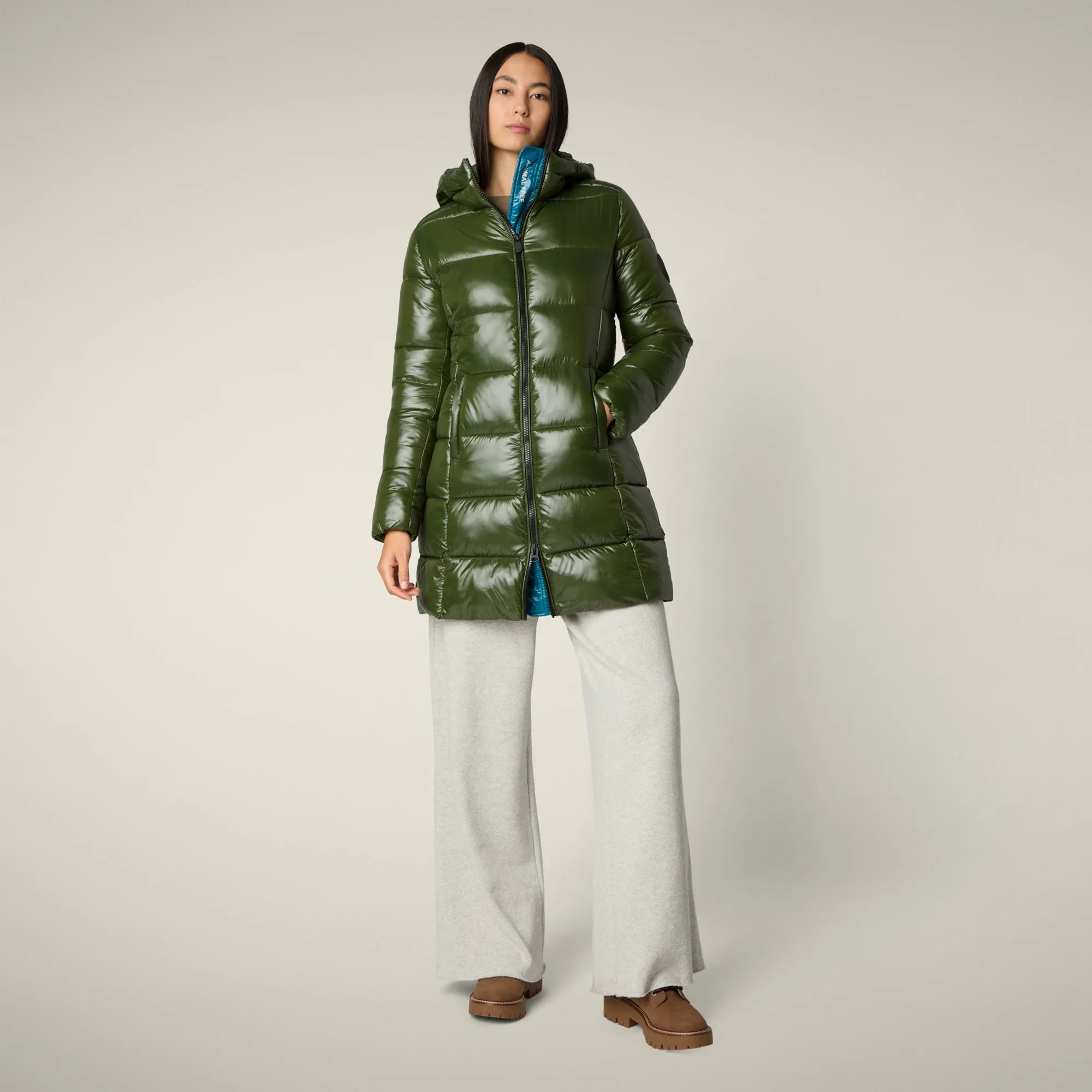 Women's Animal free puffer Coat ines in pine green sold by Save The Duck product image thumbnail 2