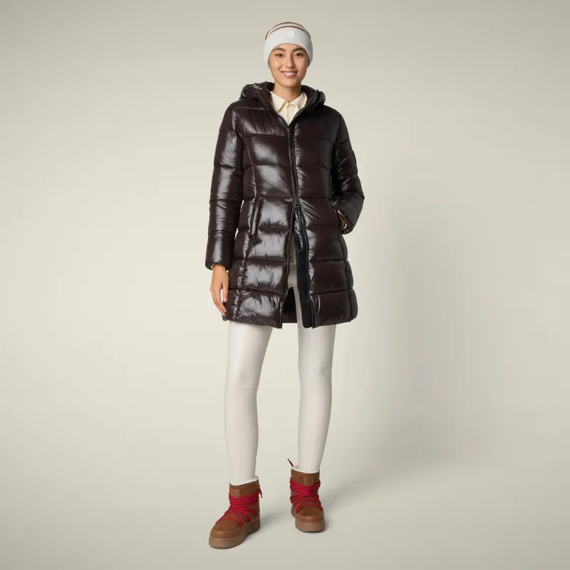 Women's Animal free puffer Coat ines in brown black sold by Save The Duck