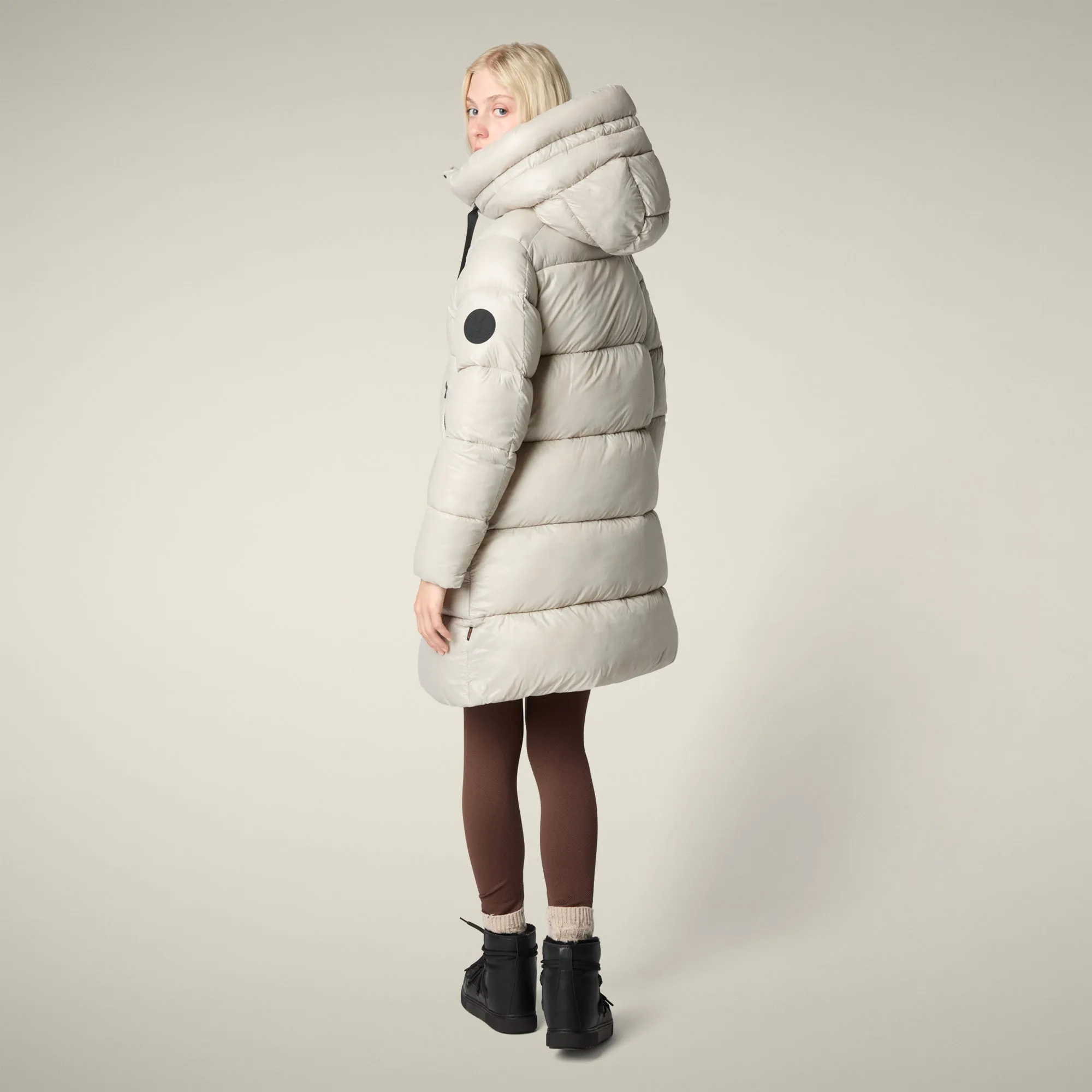 Women's Animal free puffer coat Isabel in rainy beige sold by Save The Duck product image thumbnail 3