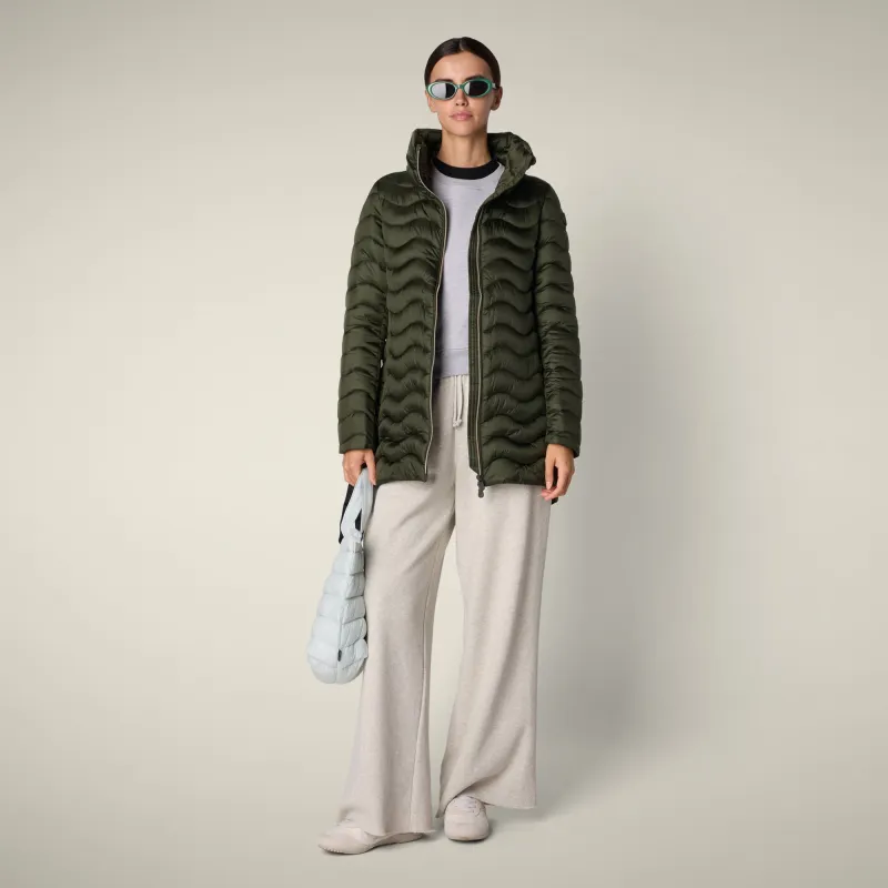 Women's Animal free puffer Jacket Livette in Pine Green sold by Save The Duck