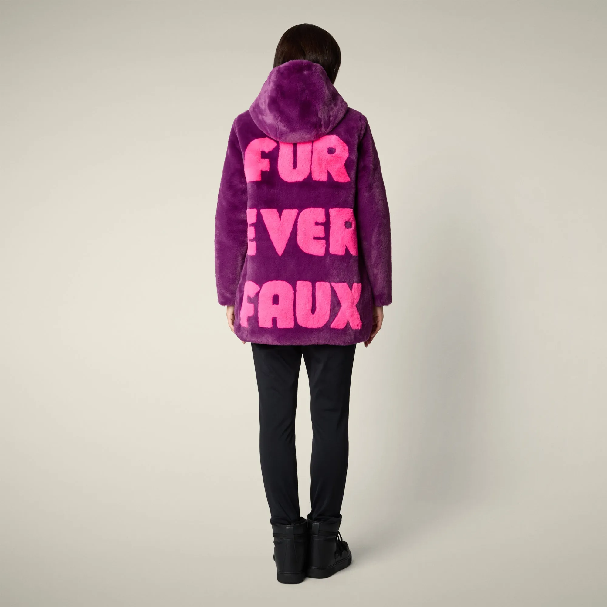 Women's FAUX FUR Reversible jacket Hellen in Cyclamen Violet sold by Save The Duck product image thumbnail 5