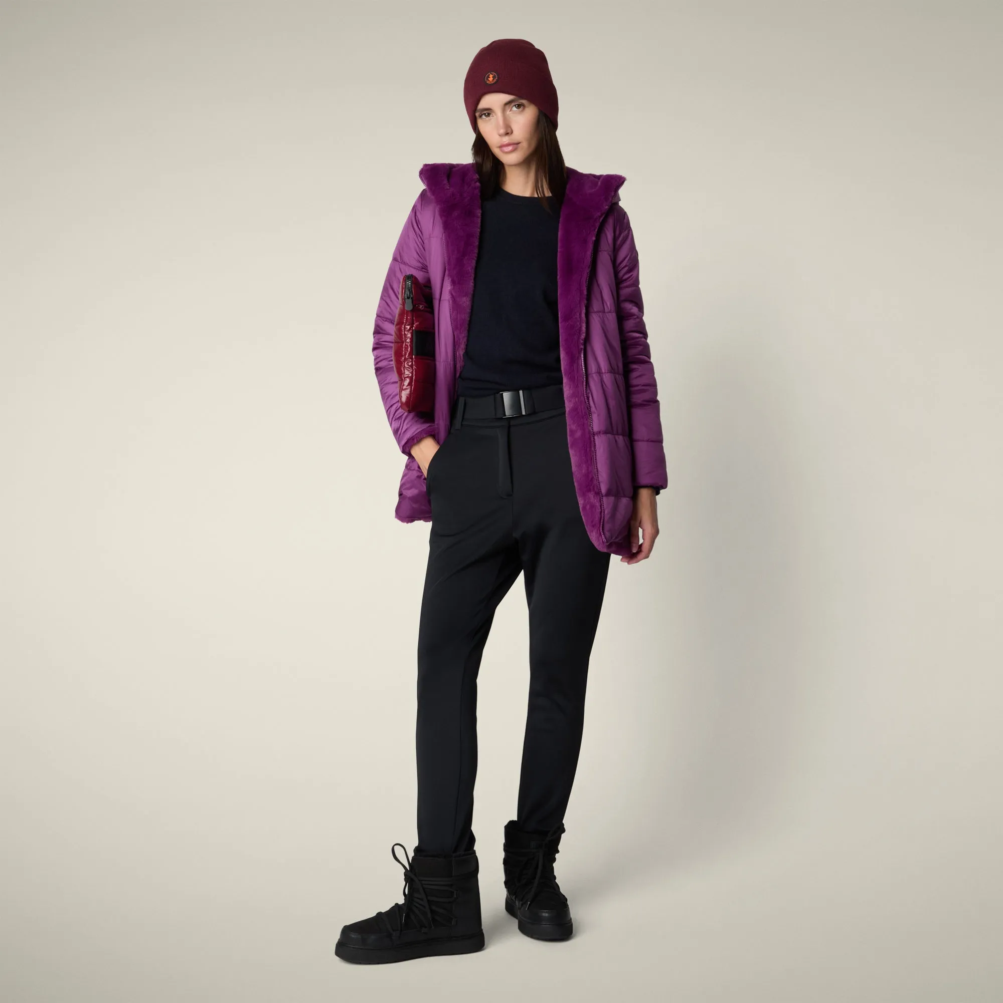 Women's FAUX FUR Reversible jacket Hellen in Cyclamen Violet sold by Save The Duck product image thumbnail 2