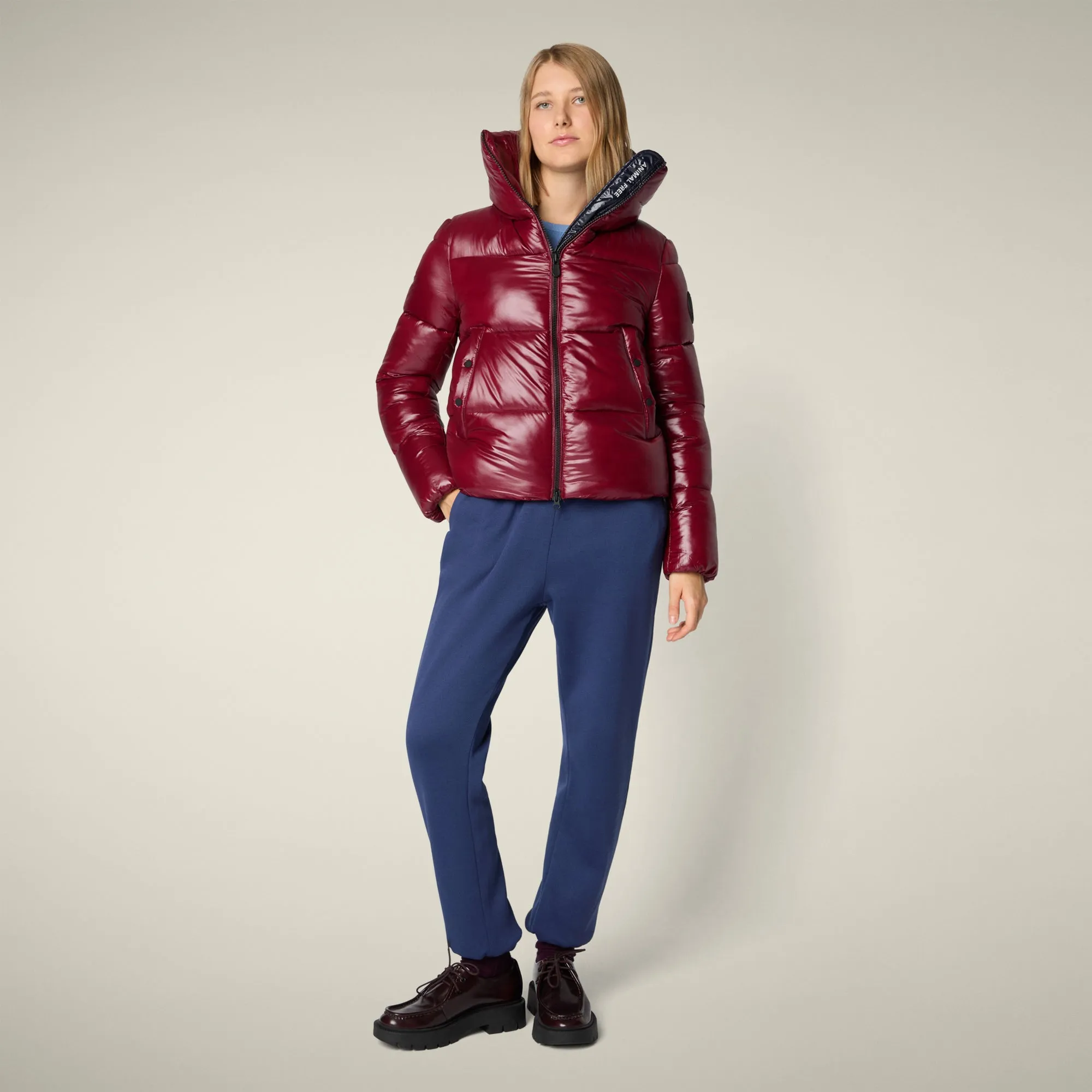 Women's Animal free puffer Jacket Isla in Wine Red sold by Save The Duck product image thumbnail 2